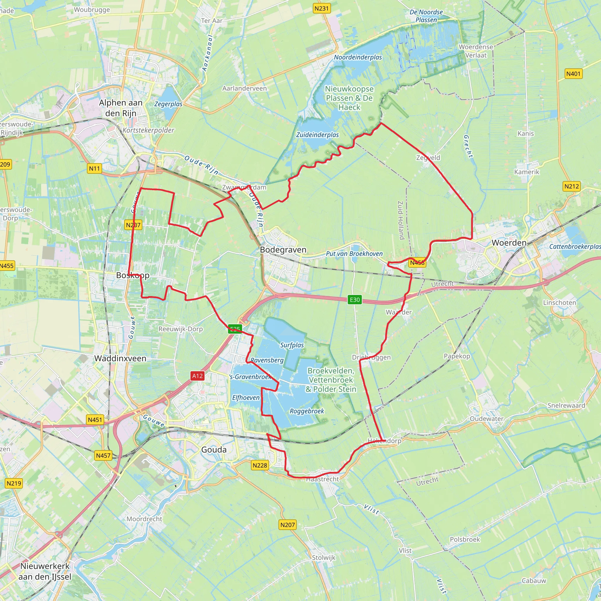 Reeuwijkse Plassen and Zegvelderbroek Loop mobile static map