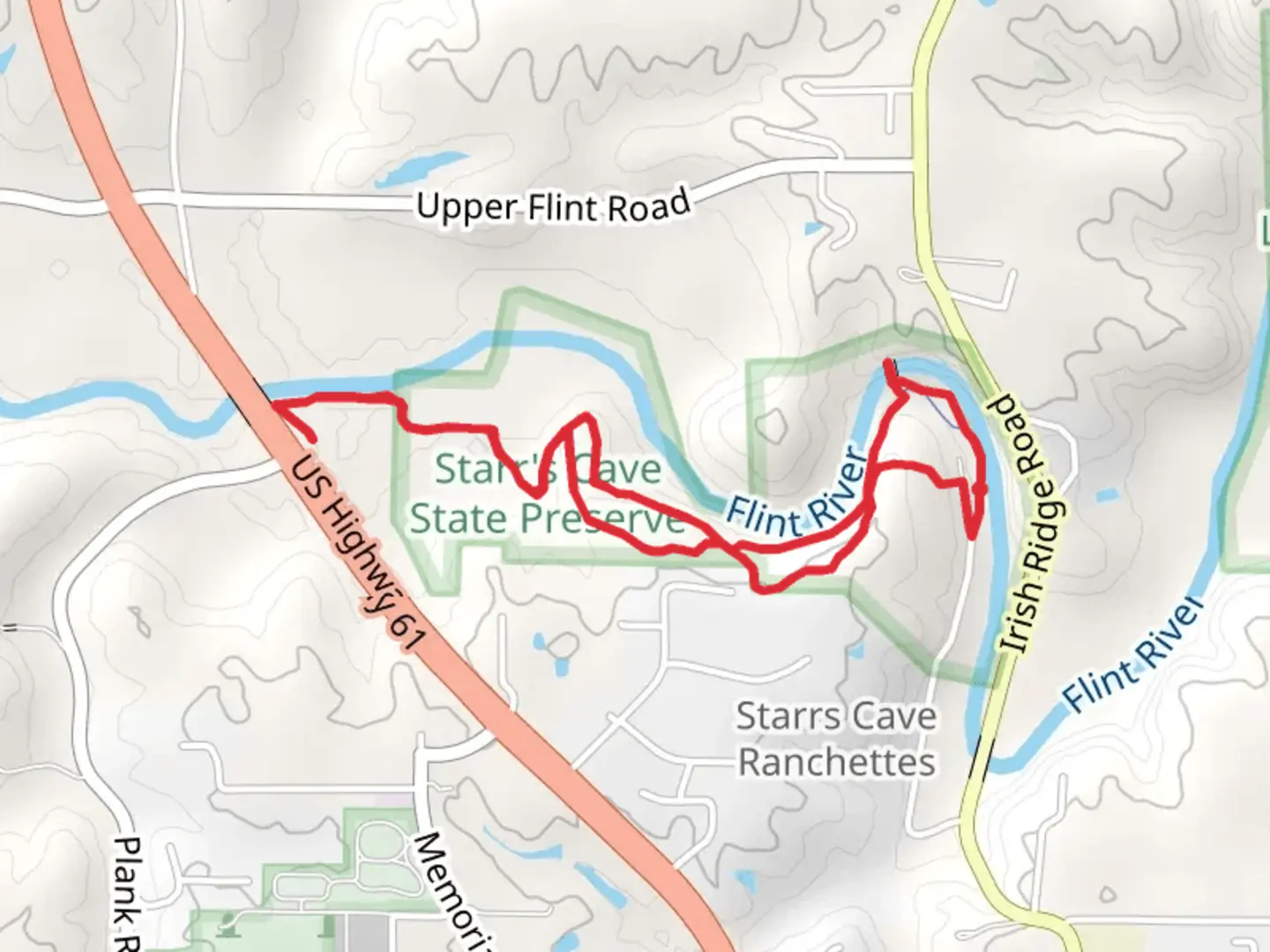 An image depicting the trail Flint River Walk and its surrounding area.