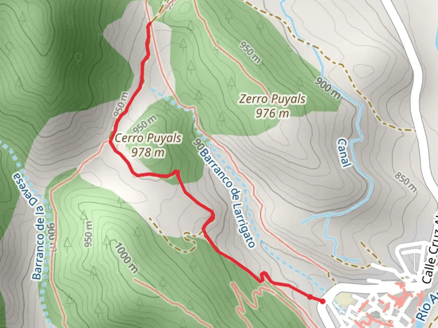 An image depicting the trail Done - Baqué Field PR HU 13 and its surrounding area.