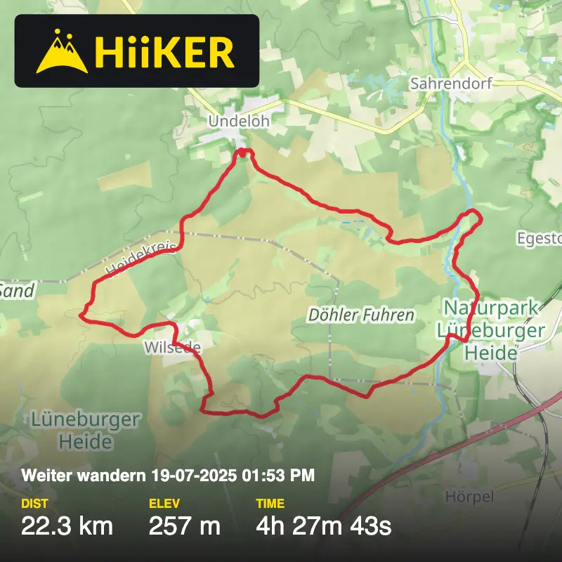 A map preview of the recording Weiter wandern 19-07-2025 01:53 PM.