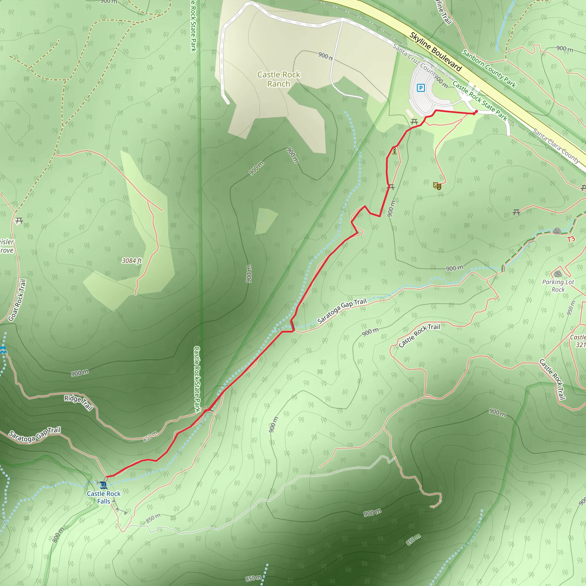 Saratoga Gap Trail - Short mobile static map