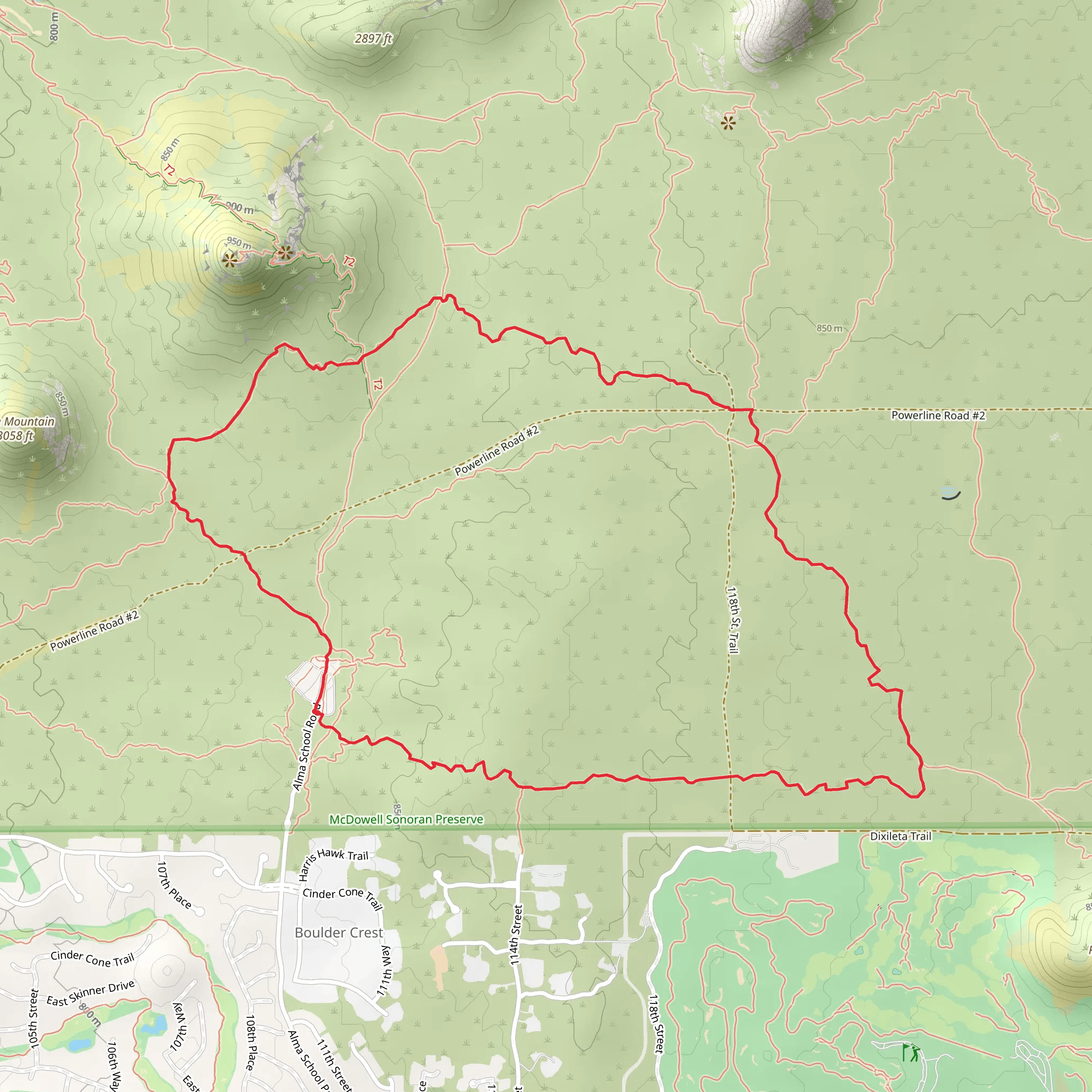 Latigo Trail and Vaquero Loop mobile static map