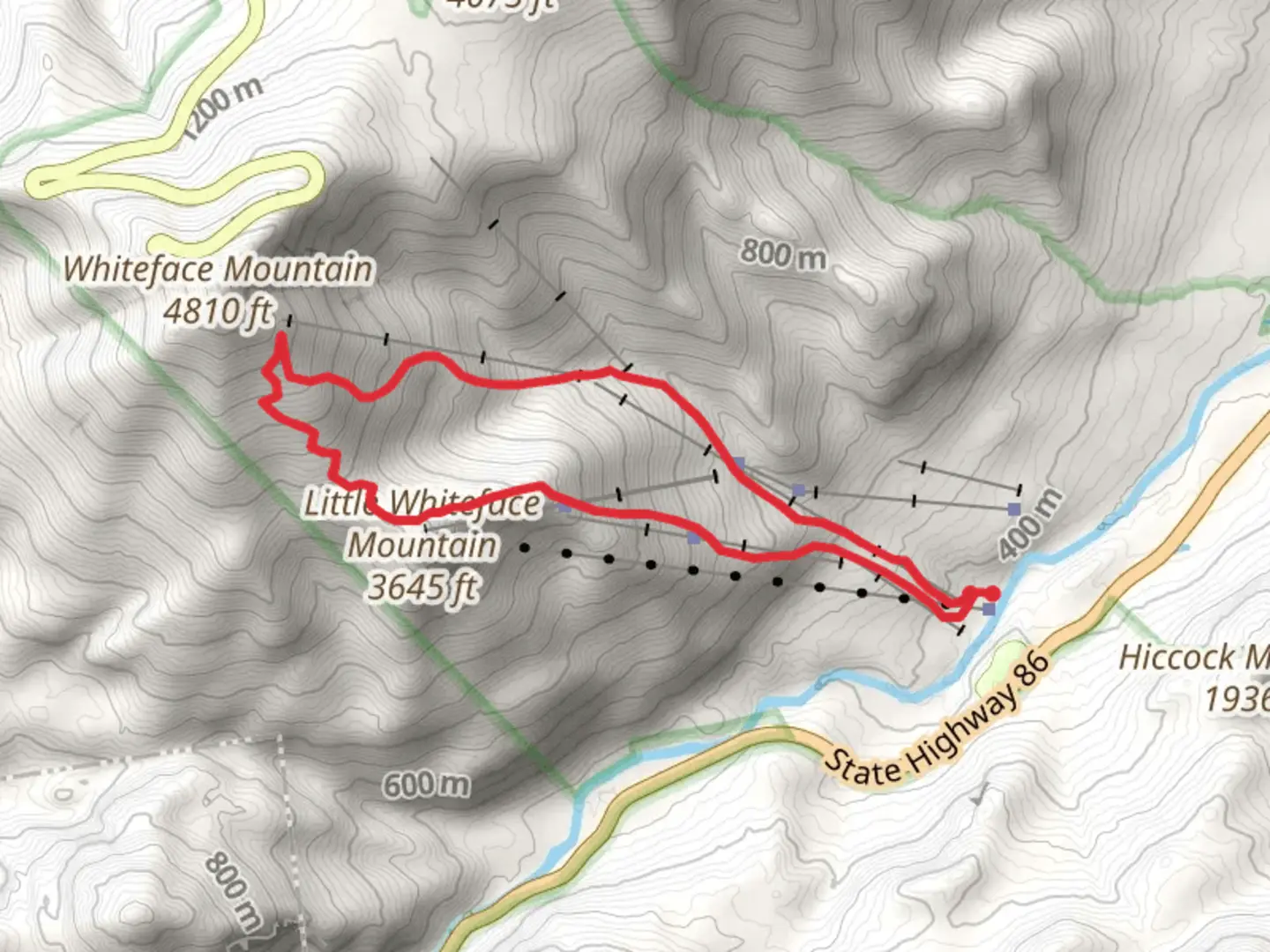 An image depicting the trail Little Whiteface Mountain Loop and its surrounding area.