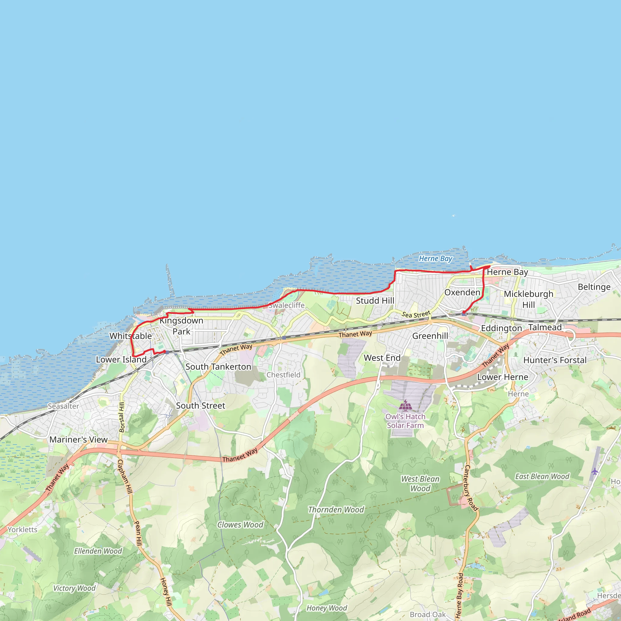 Whitstable to Herne Bay Walk mobile static map