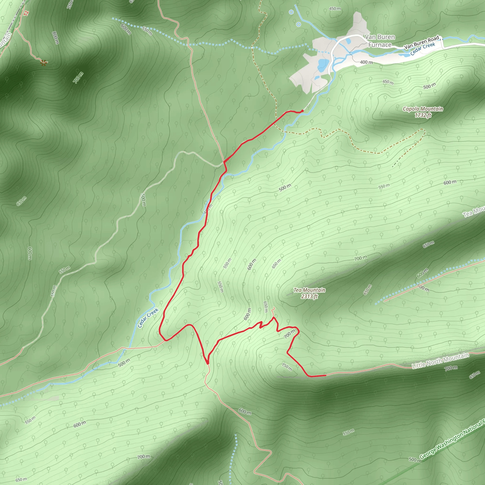 Tea Mountain via Tuscarora Trail mobile static map