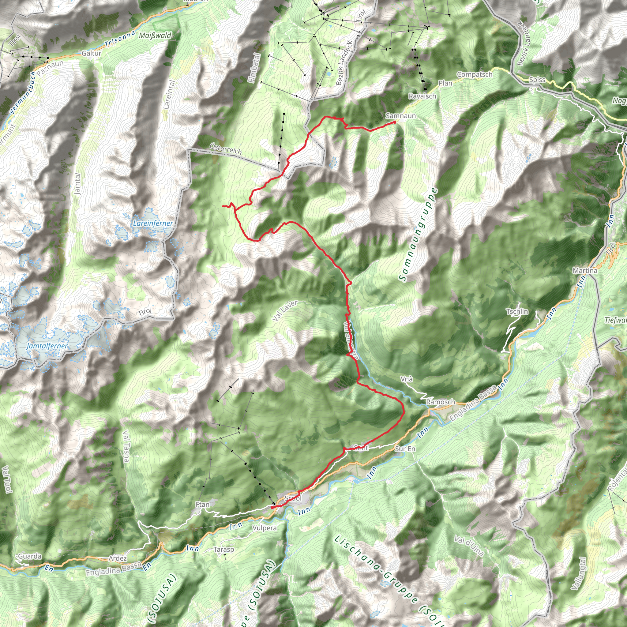 Senda Scuol–Samnaun mobile static map