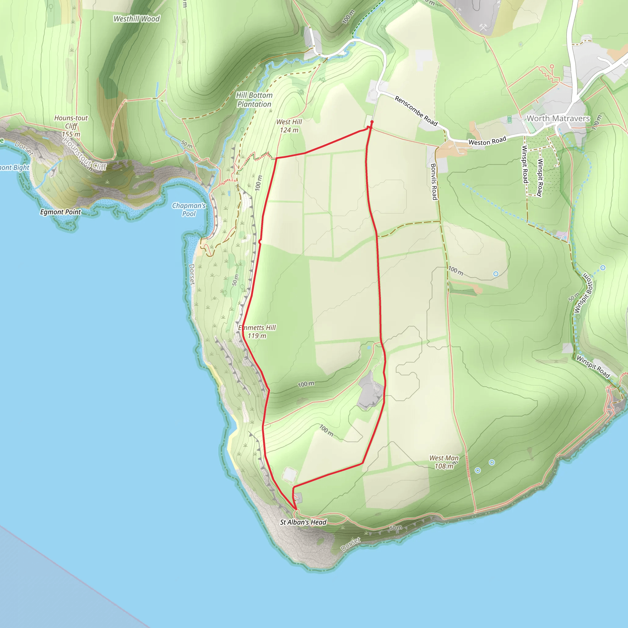 St Aldhelm's Chapel Walk mobile static map