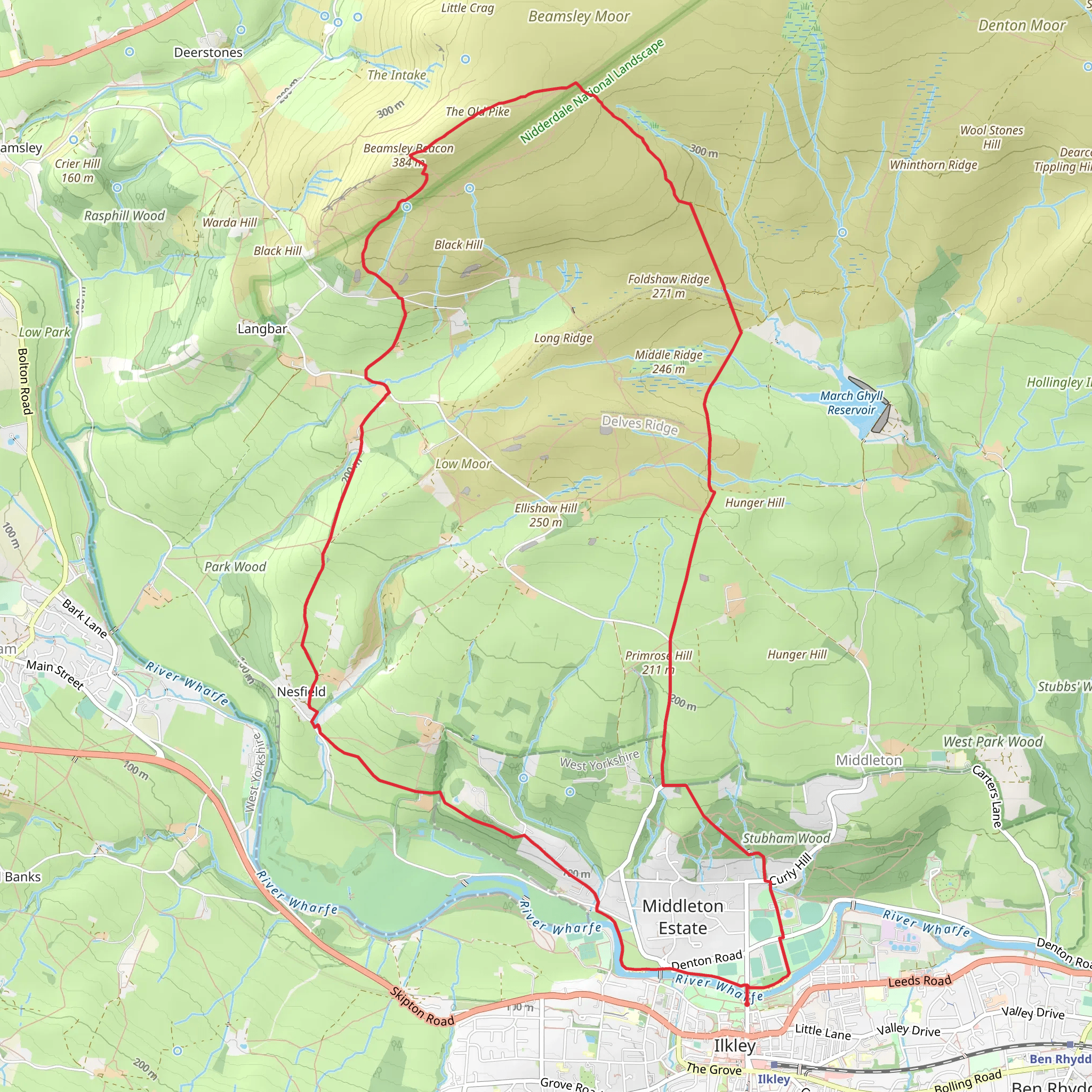 Nesfield Circular Walk via River Wharfe mobile static map
