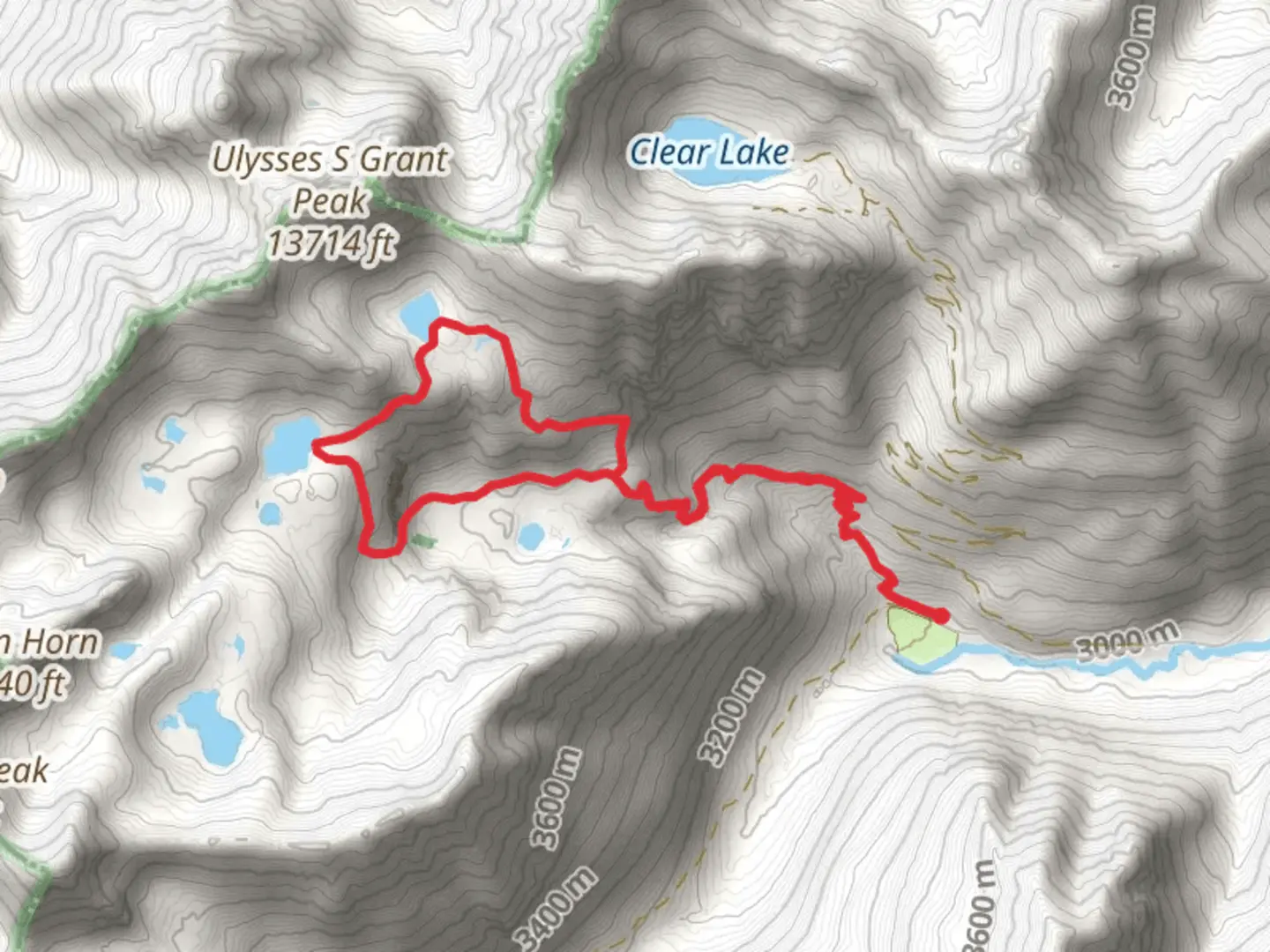 An image depicting the trail Ice Lakes Trail and Island Lake Loop Trail and its surrounding area.