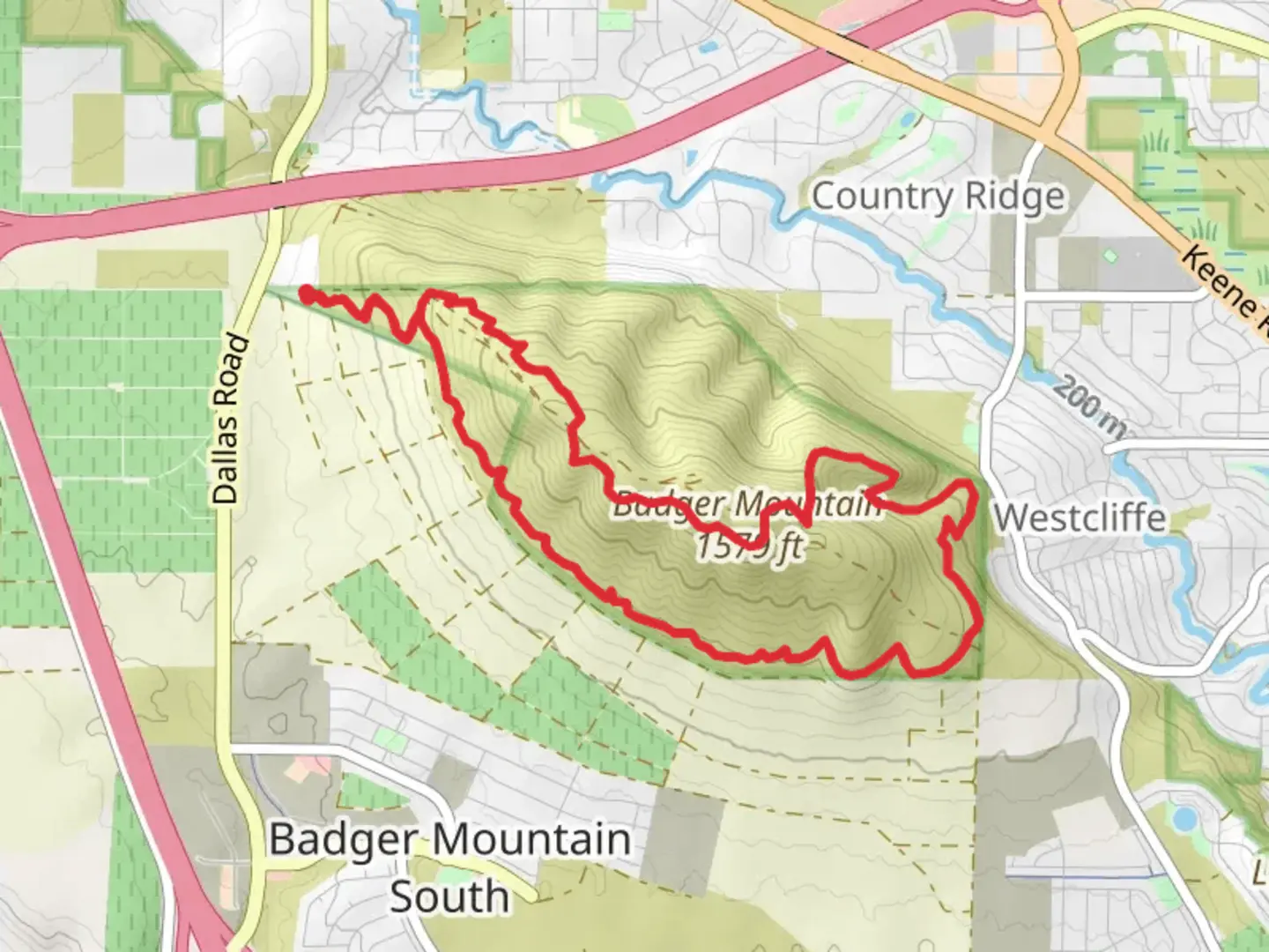 An image depicting the trail Badger Mountain via Skyline Trail and Langdon Trail and its surrounding area.