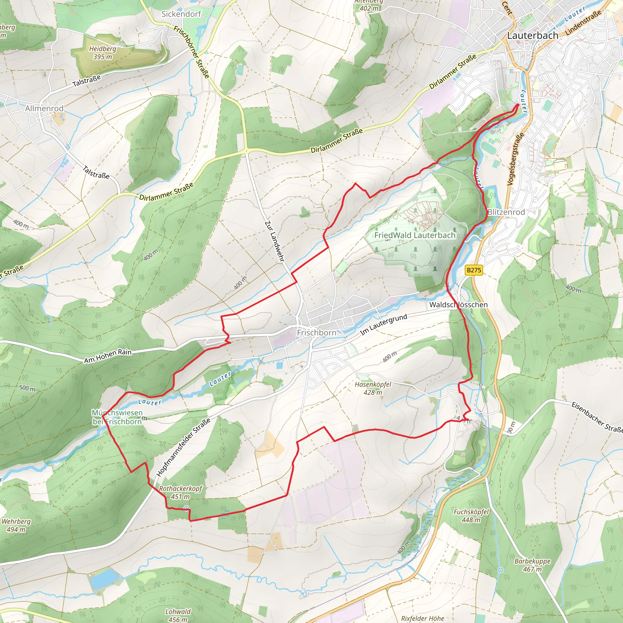 Frischborn Loop via Gartenanlage Stadtpark mobile static map