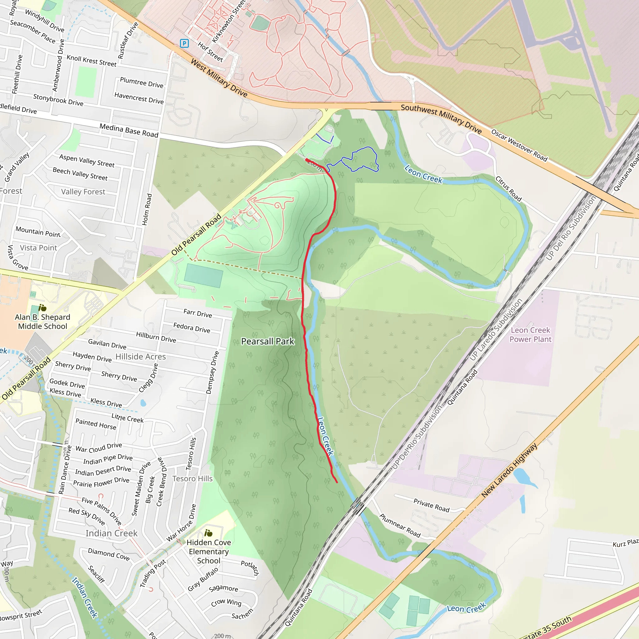Pearsall Park - Leon Creek Greenway Trail mobile static map