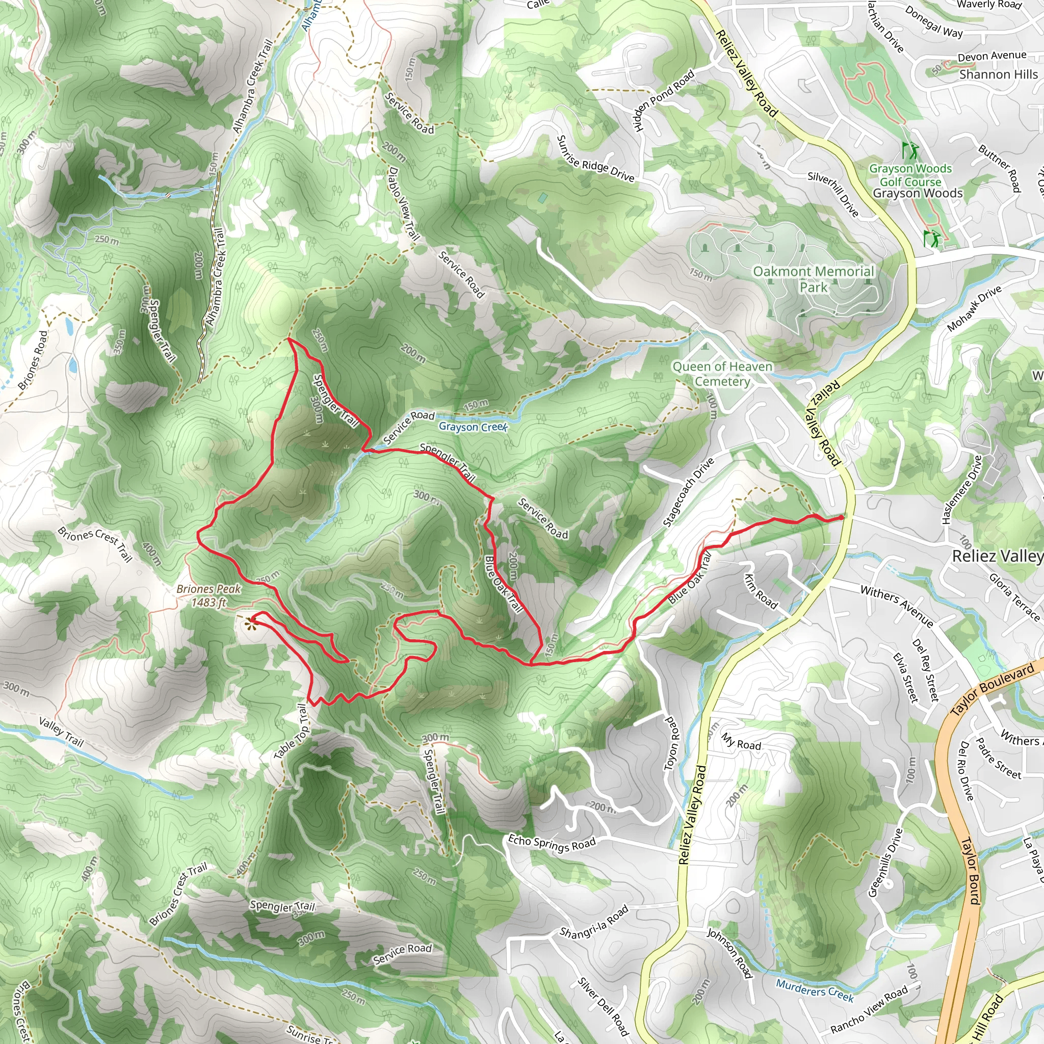 Blue Oak and Table Top Loop Trail mobile static map