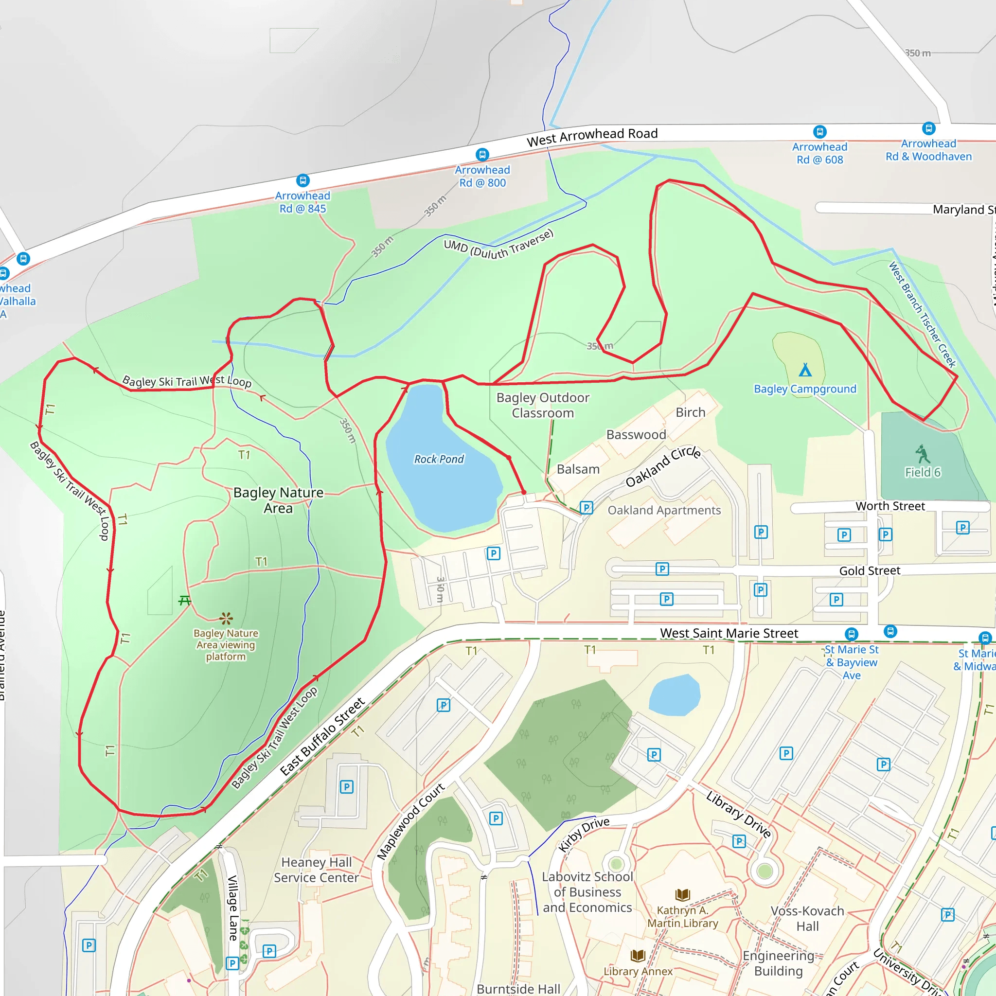 Rock pond via Bagley Trail west Loop mobile static map