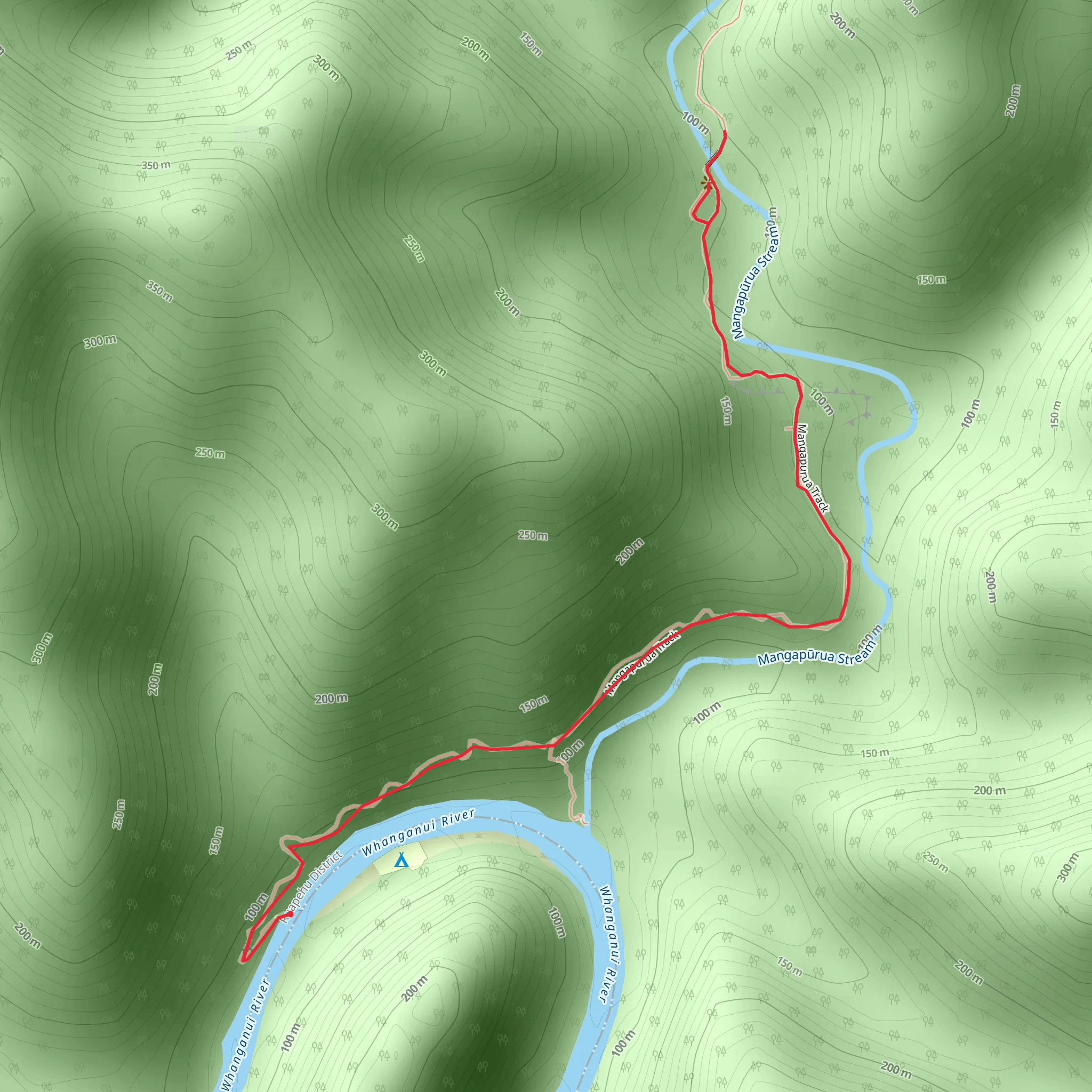 Mangapurua Landing to the Bridge to Nowhere via Whanganui River mobile static map