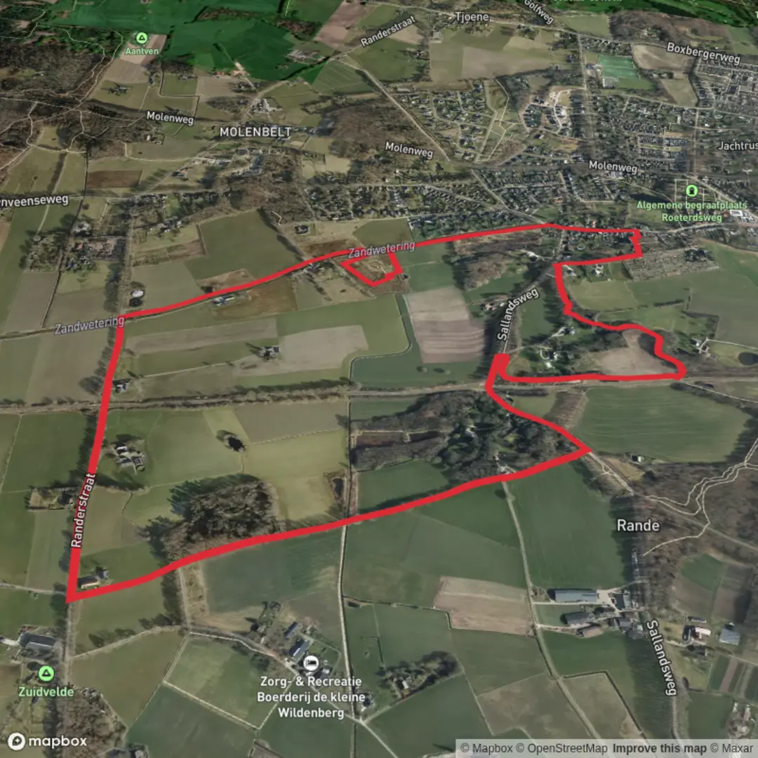 An image depicting the trail Gemeente and Sallandpad Loop and its surrounding area.