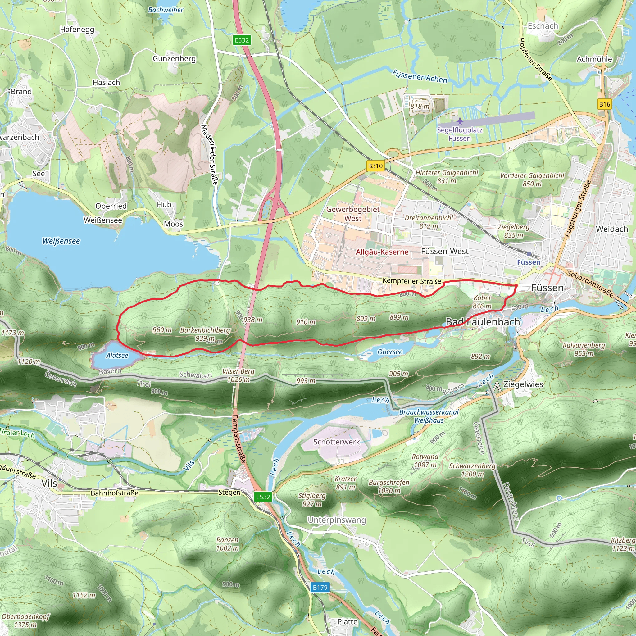 Gipsbruchweiher and Alatsee Via Alpina Purple mobile static map