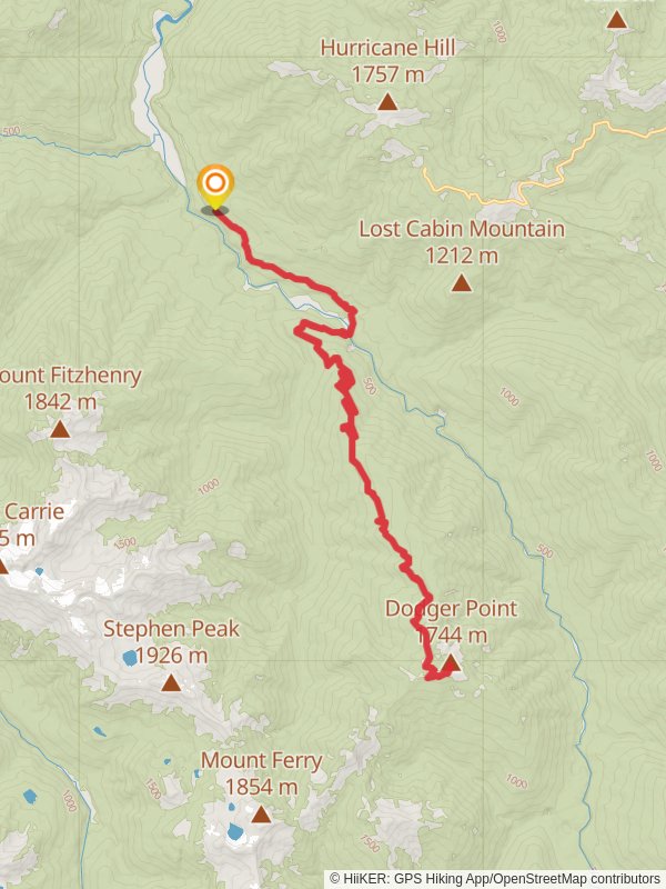 Map of Elwha River Trail to Dodger Point, Clallam County