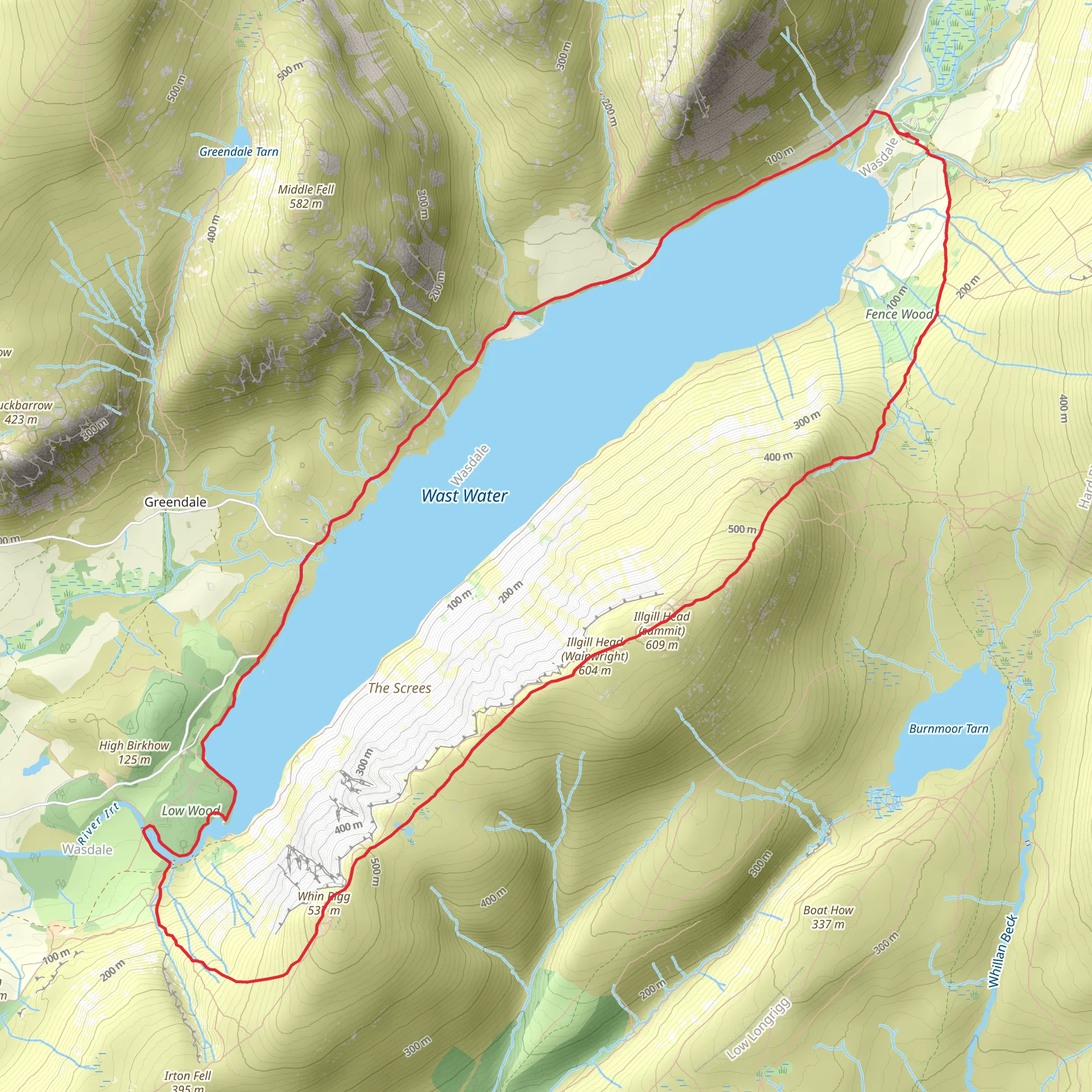 Illgill Head, Whin Rigg and Wast Water Loop mobile static map