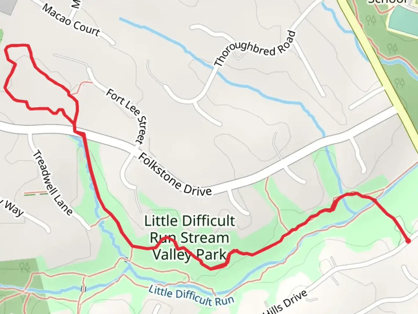 An image depicting the trail Walk beside Little Difficult Run and its surrounding area.