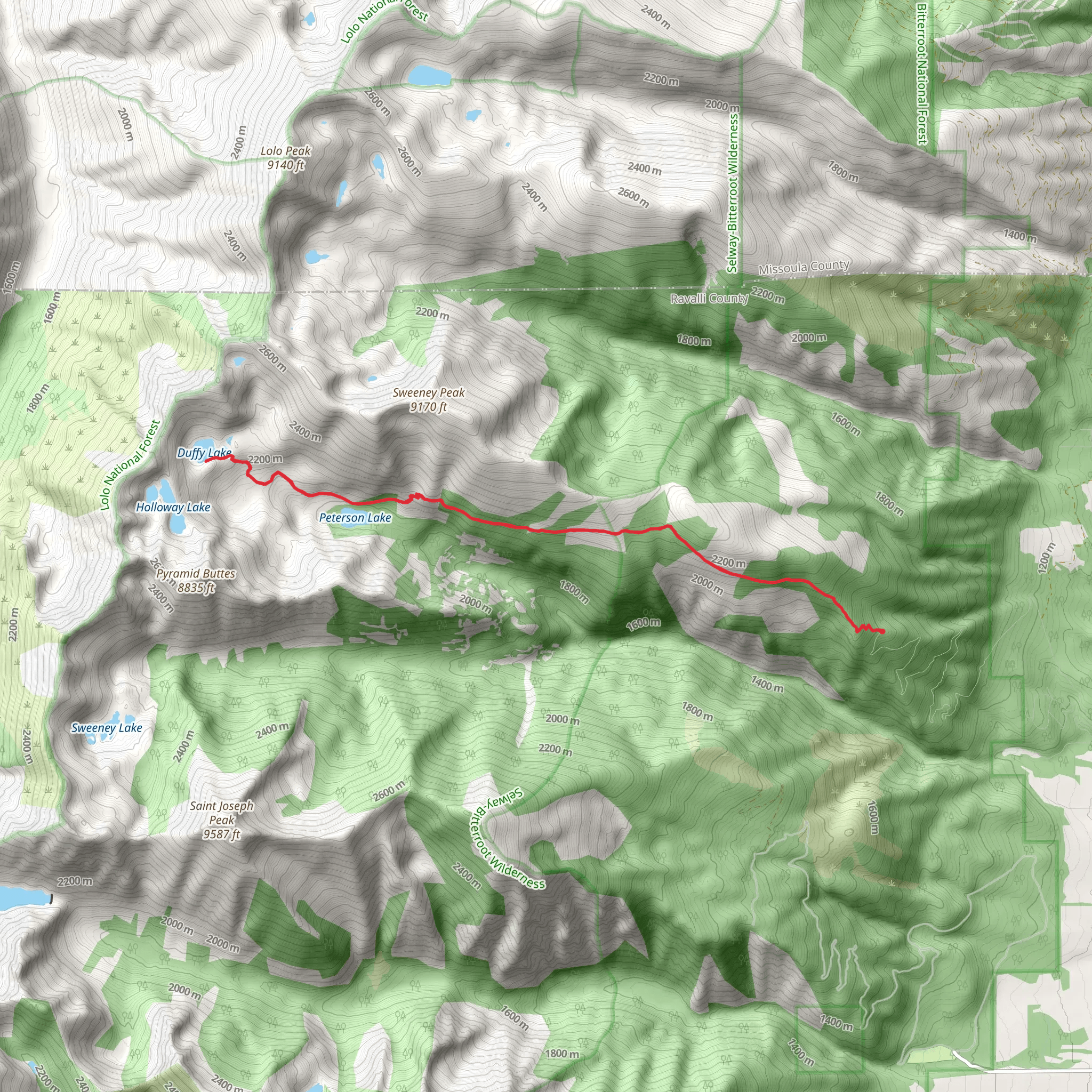 Duffy Lake via Holloway Lake Trail mobile static map