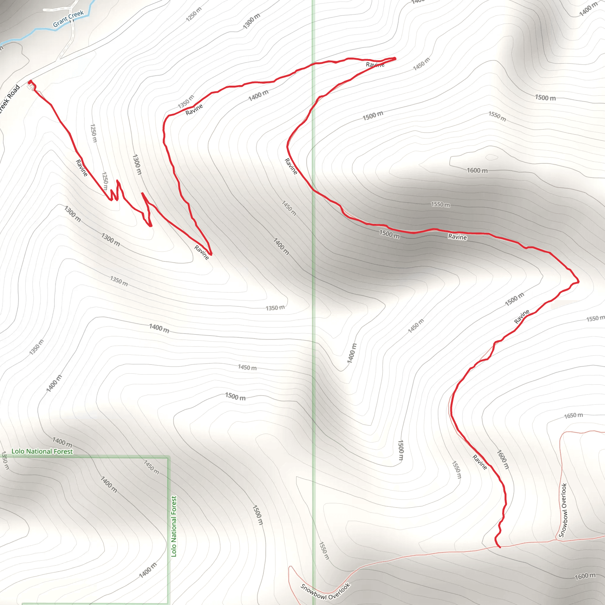 Grant Creek Ravine Trail mobile static map