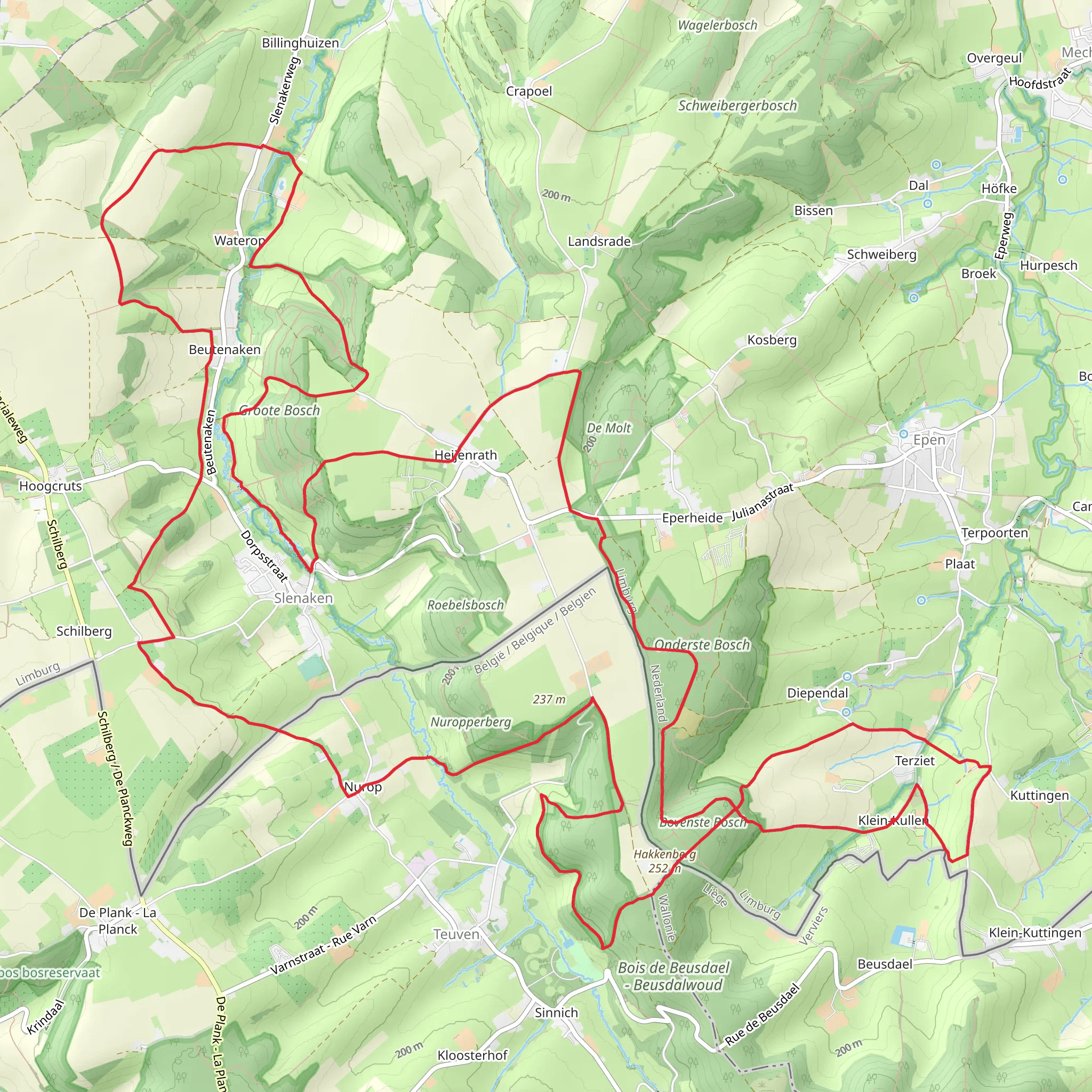 Teuvenerberg, Groote Bosch and Onderste Bosch Loop mobile static map