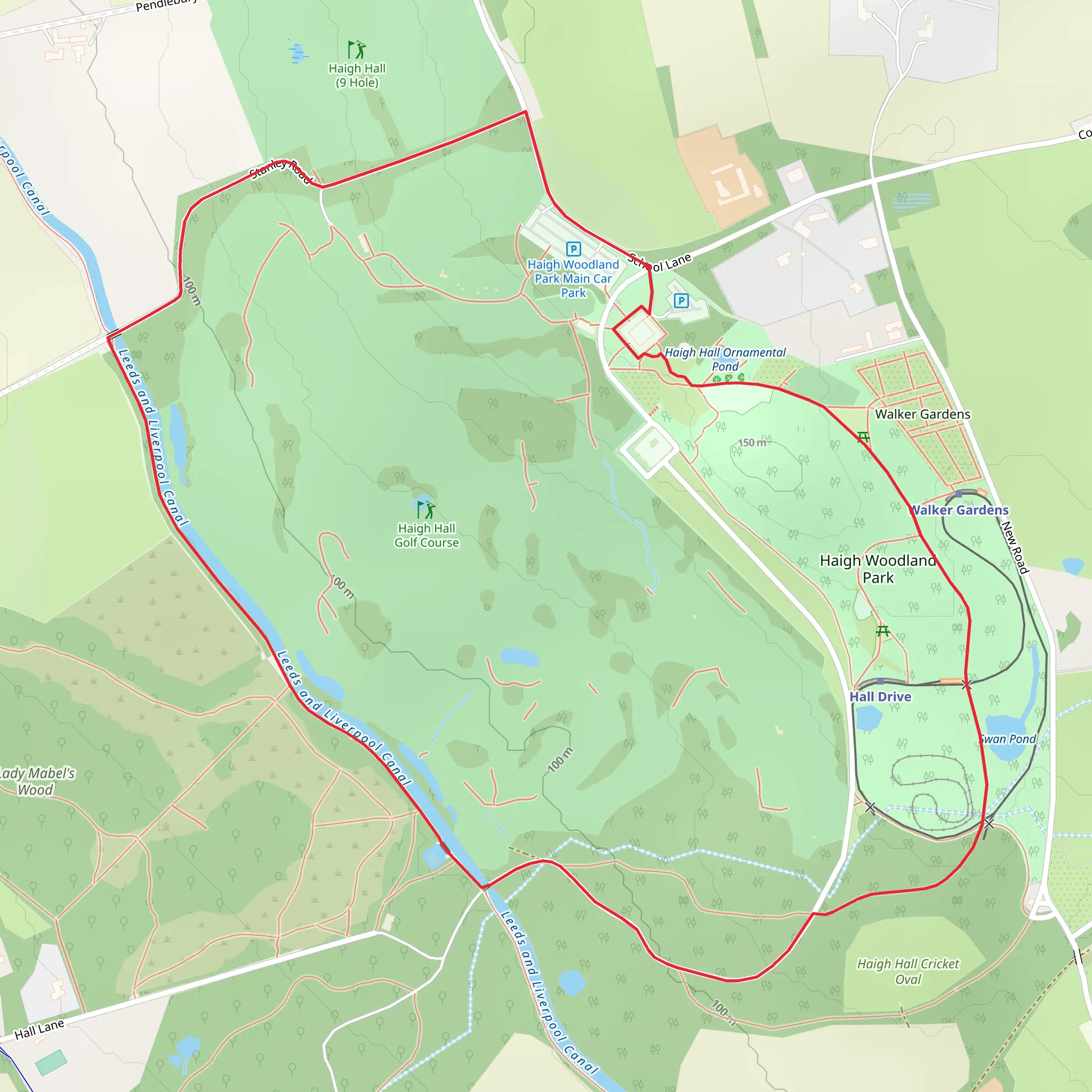 Haigh Hall Country Park Loop mobile static map