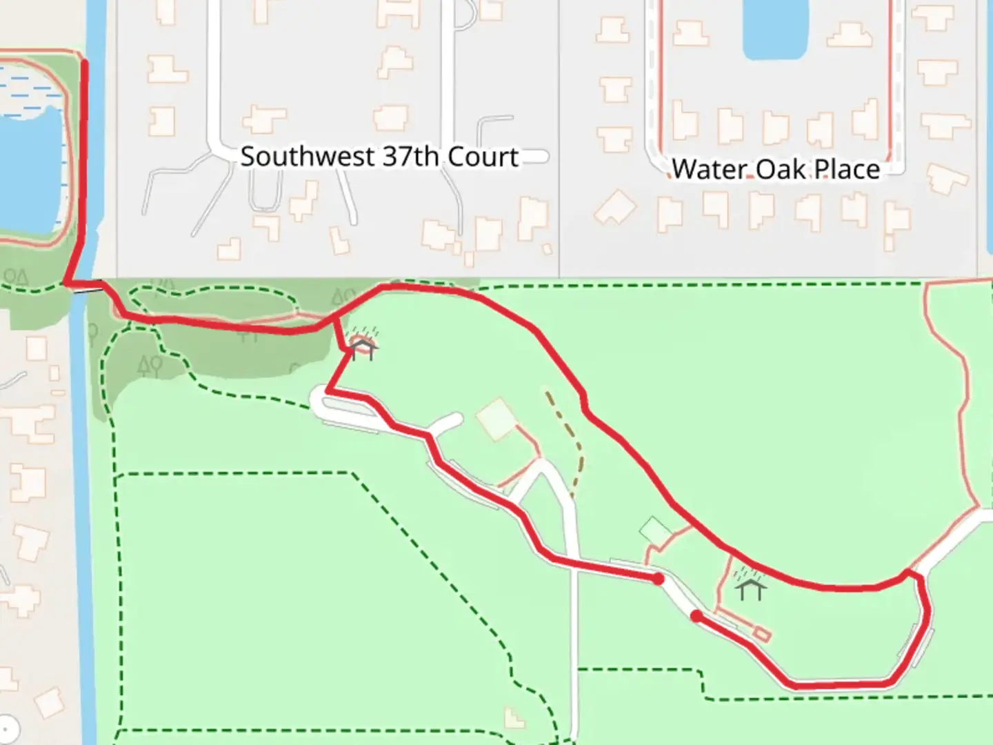An image depicting the trail Robbins Lodge Park Loop and its surrounding area.