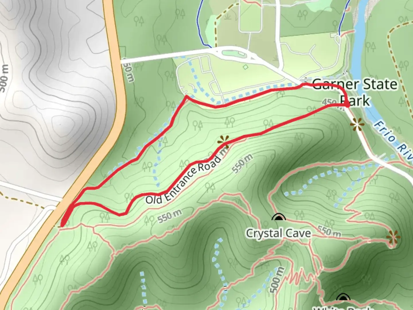 An image depicting the trail Old Entrance Road, Wild Horse Creek Trail and Madrone Loop Walkway and its surrounding area.