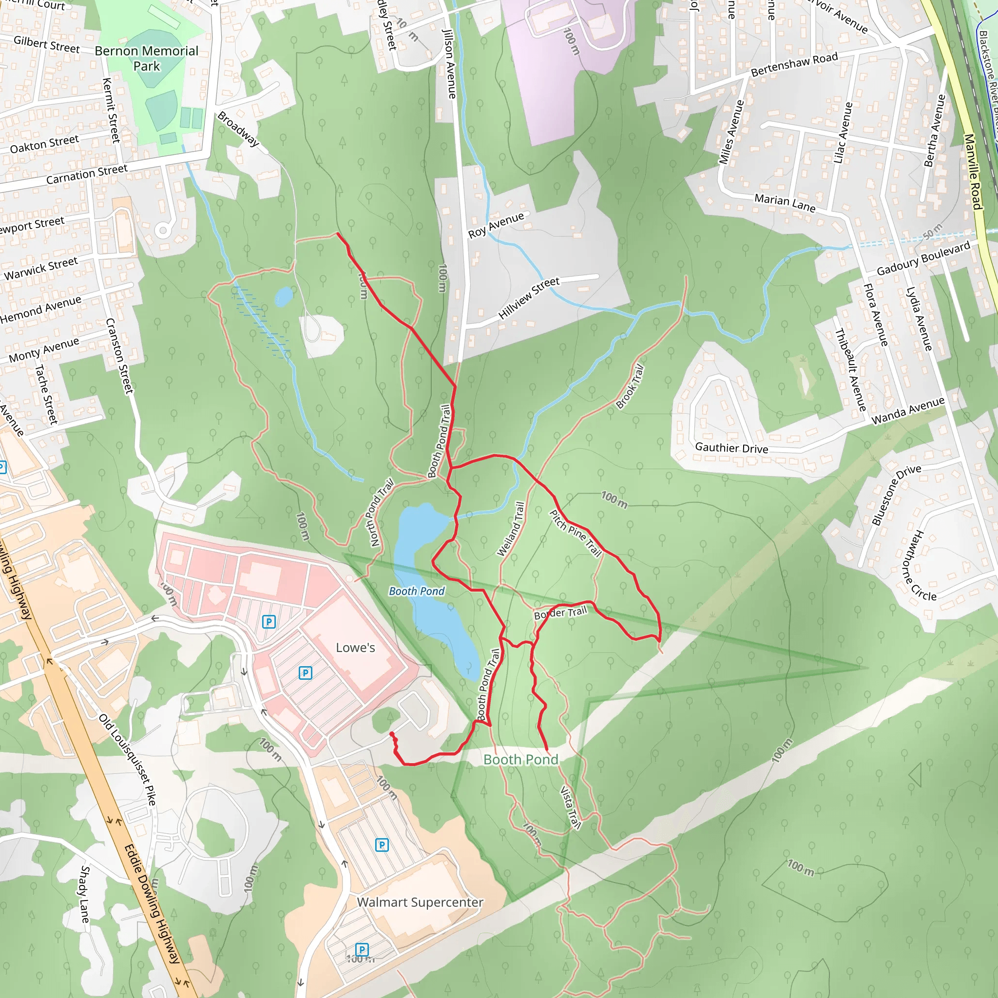 Booth Pond, Pitch Pine and Vista Loop Trail mobile static map