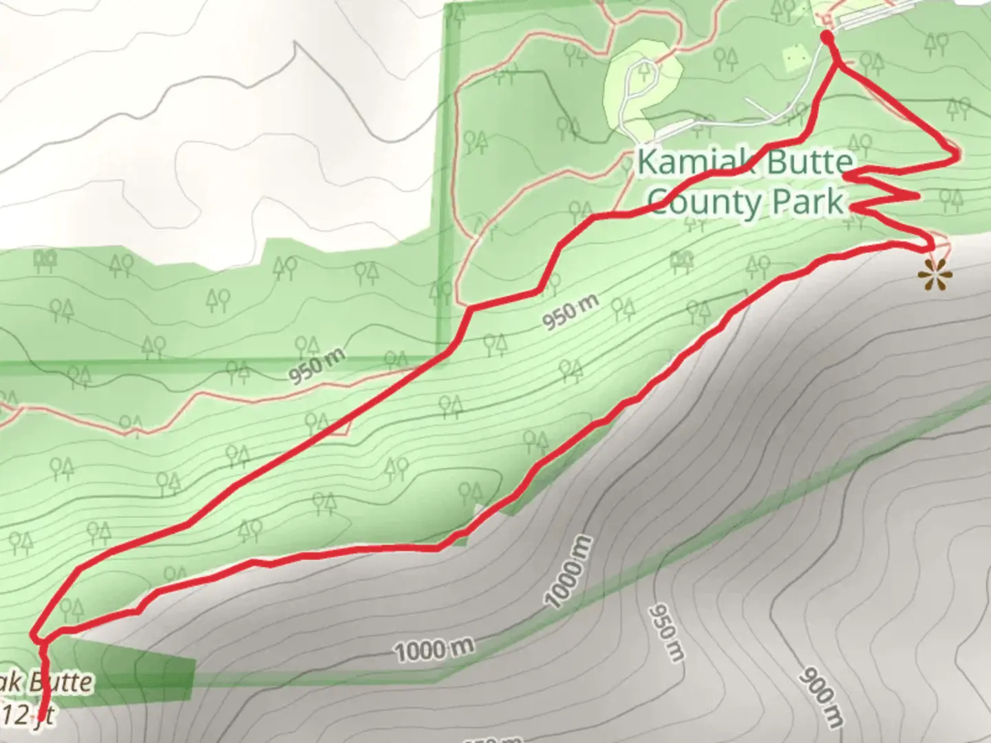 An image depicting the trail Pine Ridge Trail and Backside Trail and its surrounding area.