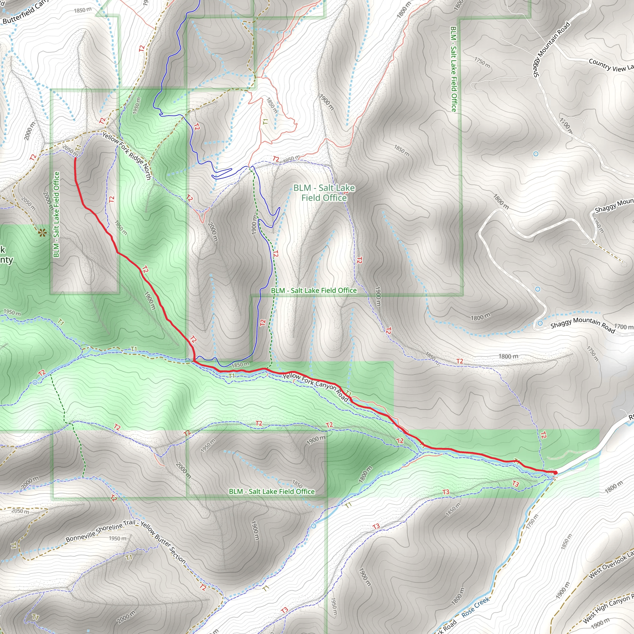 Yellow Fork Winter Route and Turkey Hollow Trail mobile static map