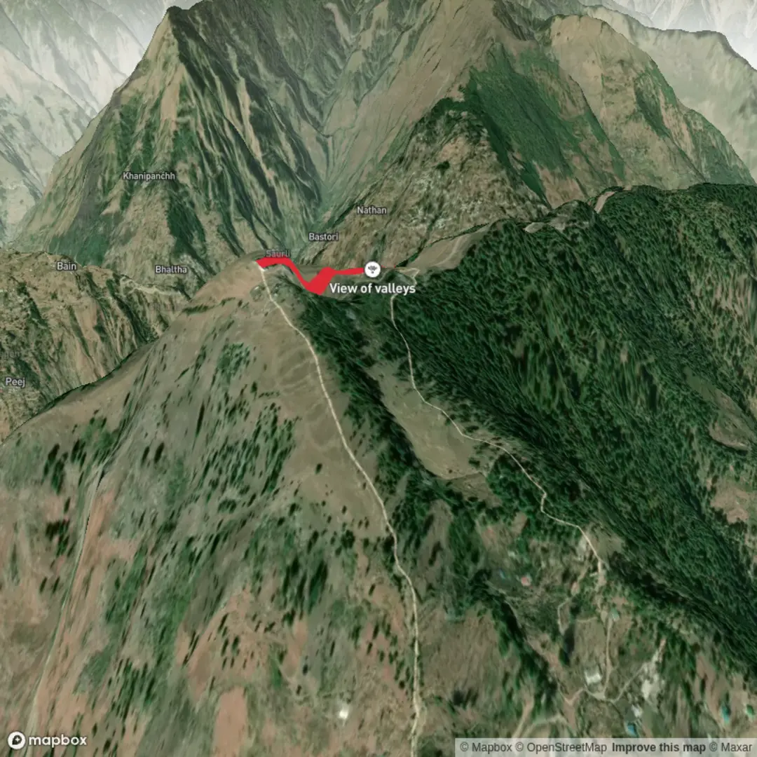 An image depicting the trail Lower Kullu Valley Viewpoint and Bijli Majadev Temple Trek and its surrounding area.