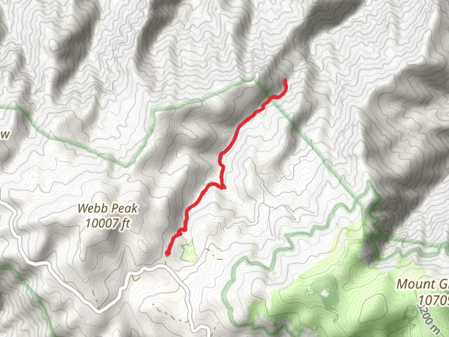An image depicting the trail Ash Creek Trail from Columbine Corral Road and its surrounding area.