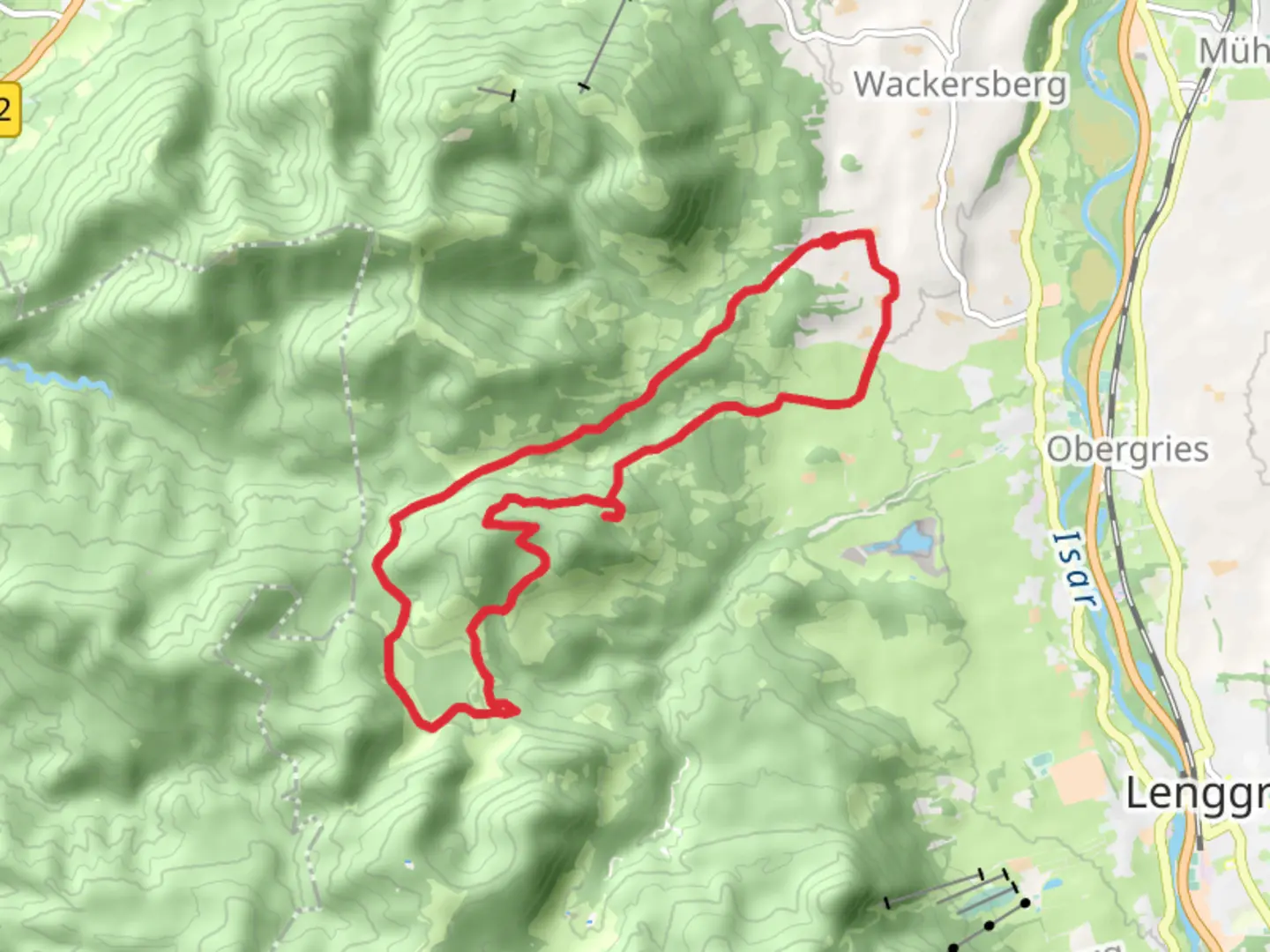 An image depicting the trail Lainbach and Hochtannenkopf Loop and its surrounding area.