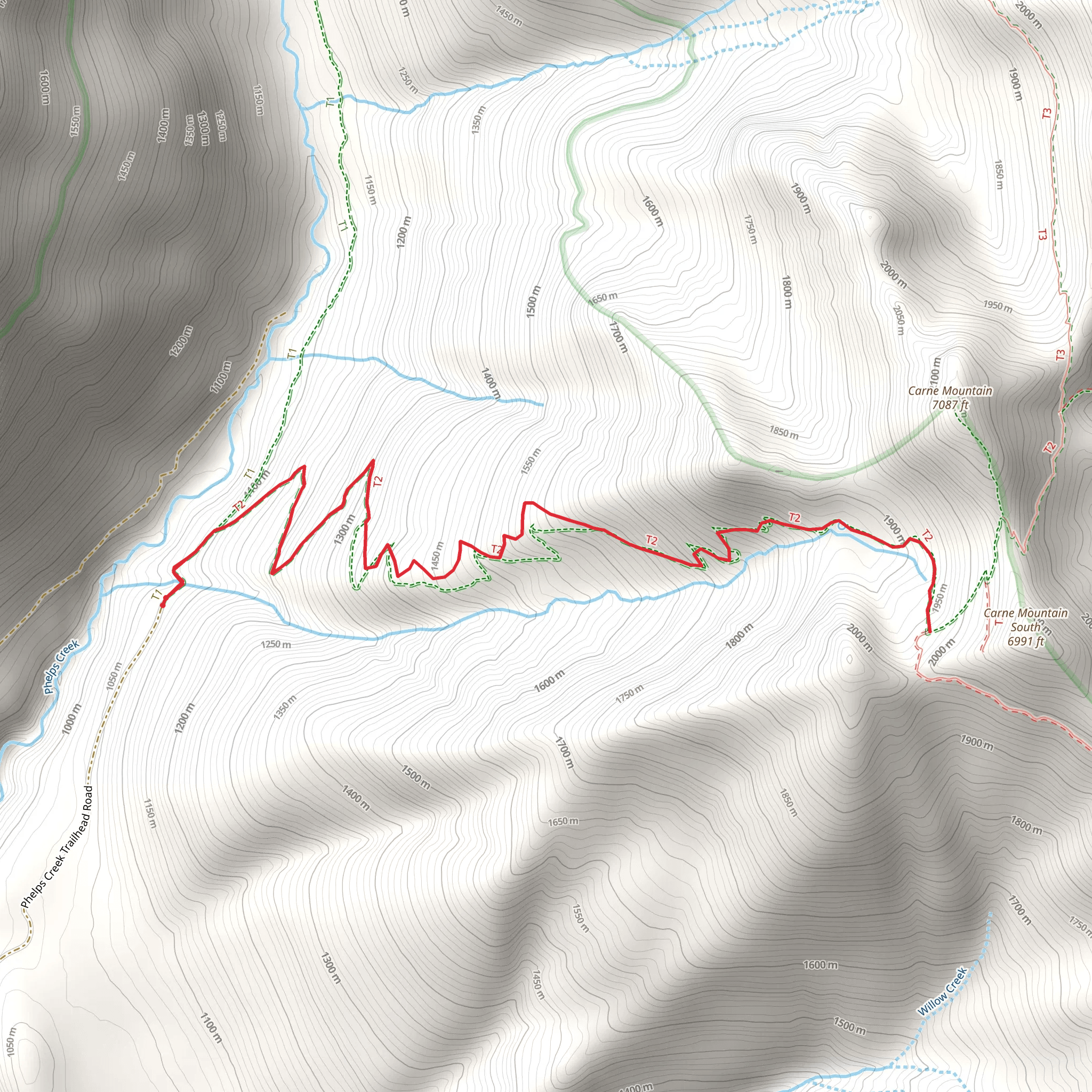 Carne Mountain Trail mobile static map
