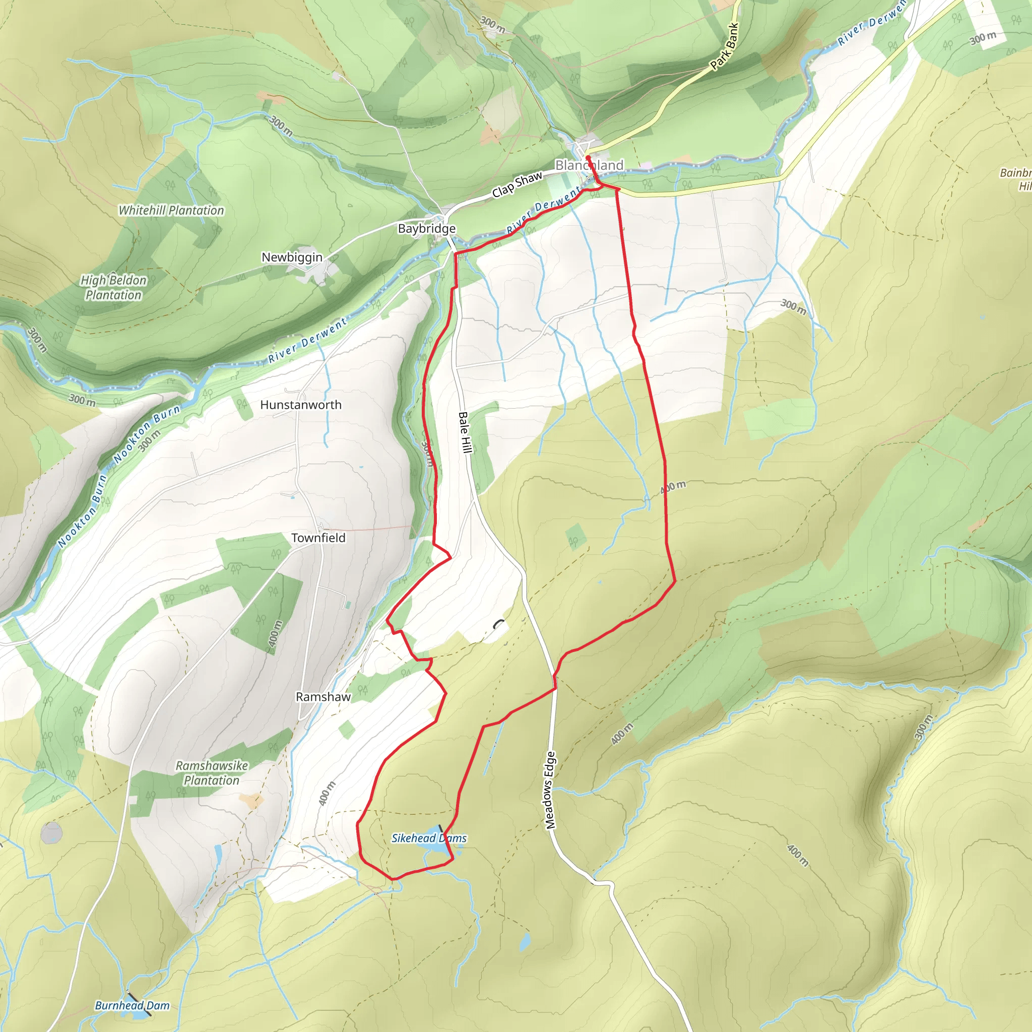 Buckshott Fell and Sikehead Mines from Blanchland mobile static map