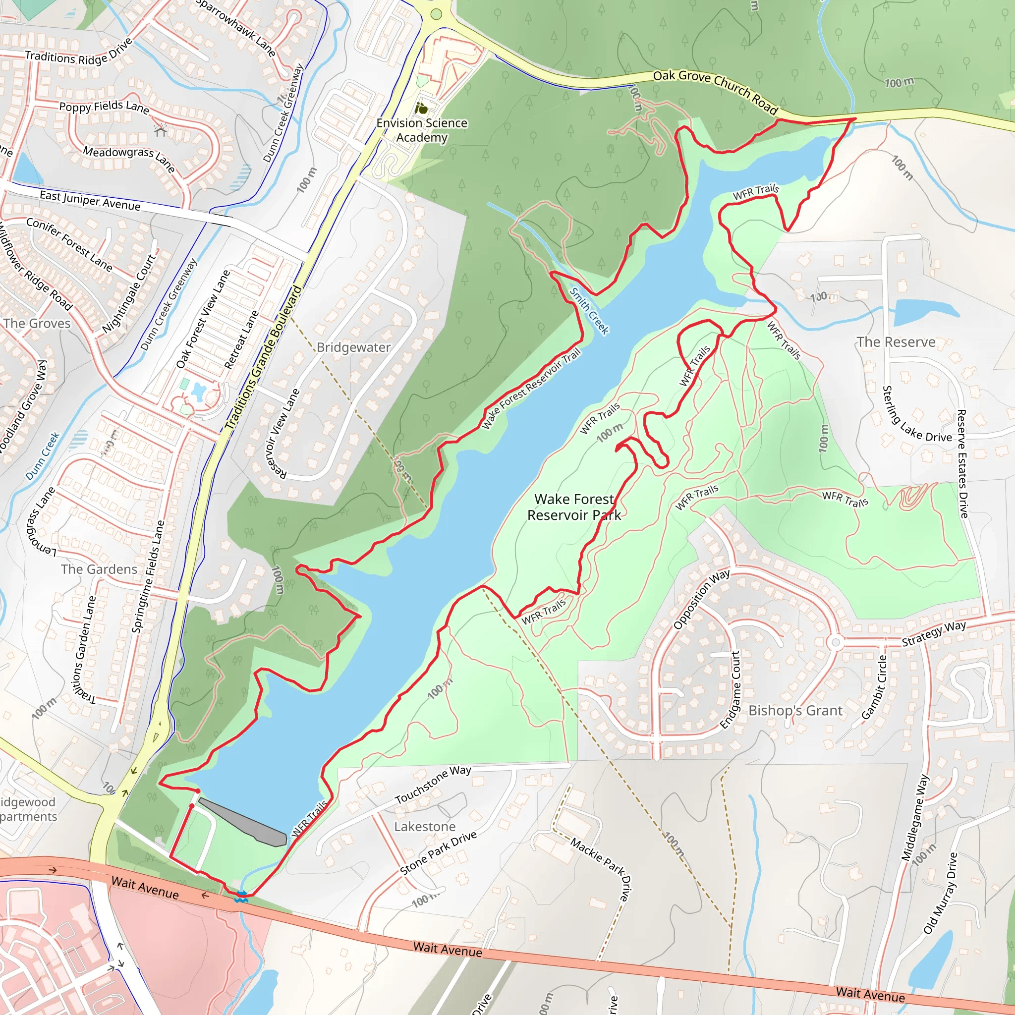Wake Forest Reservoir Loop Trail mobile static map