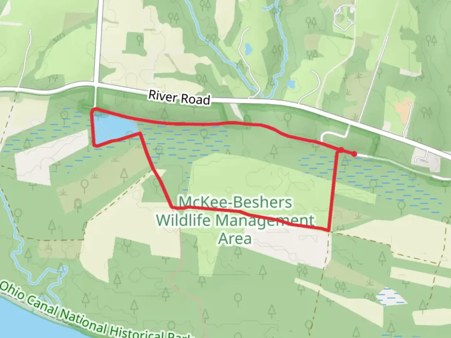 An image depicting the trail Reston Pathways and Hunting Quarter Road Loop and its surrounding area.