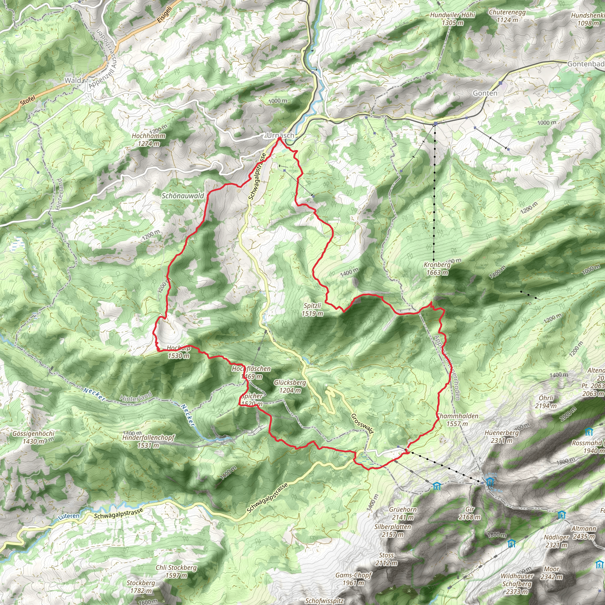 Appenzell Alp Trail mobile static map