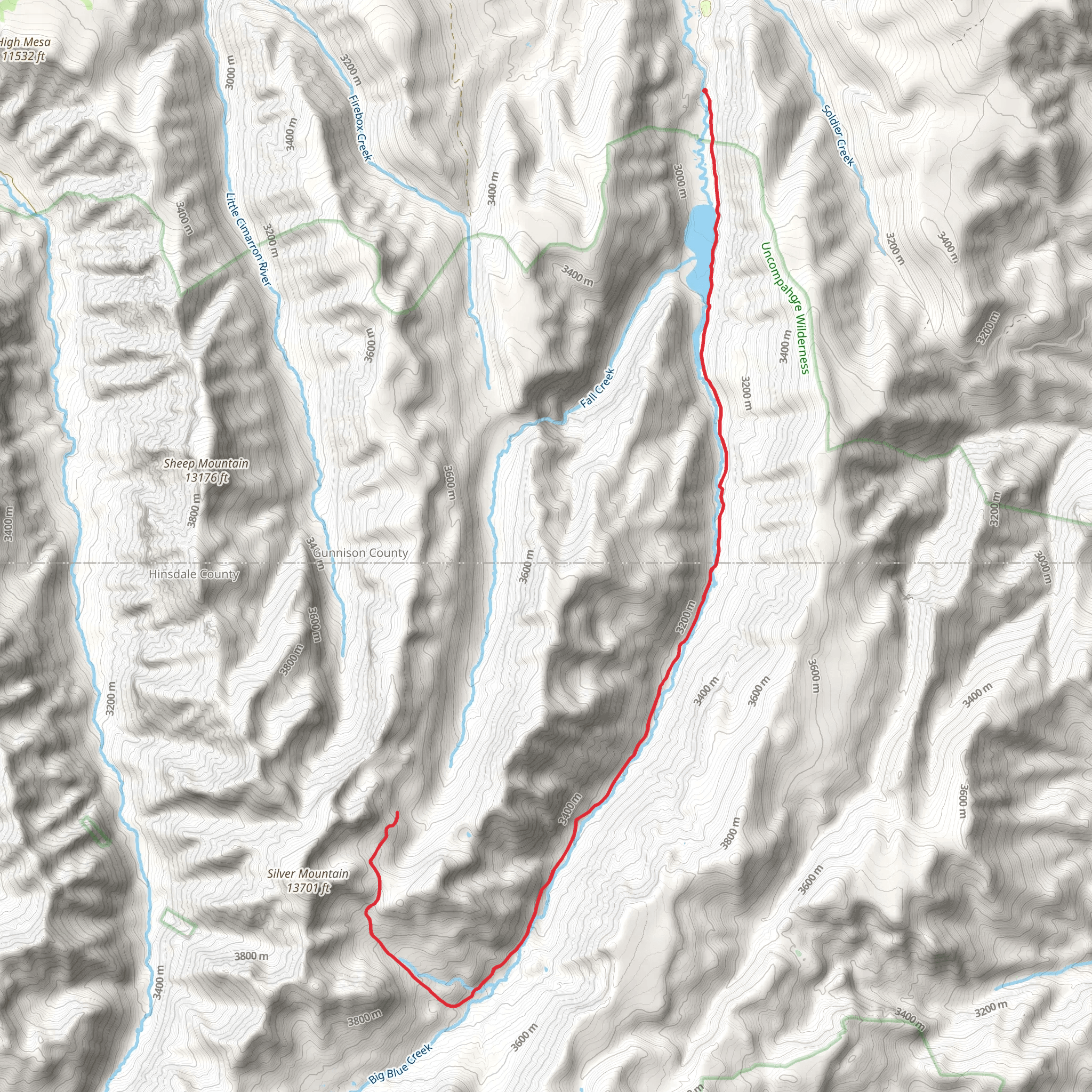 Fall Creek Trail via Big Blue Creek Trail mobile static map