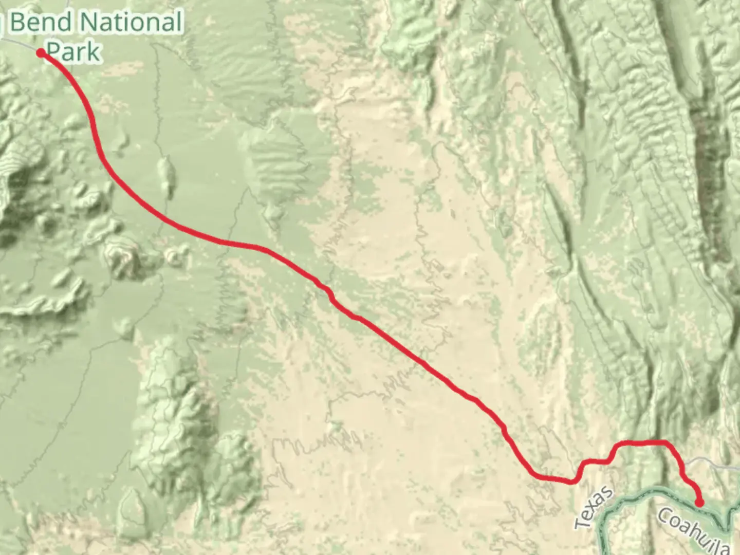 An image depicting the trail Panther Junction to Rio Grande Village and its surrounding area.
