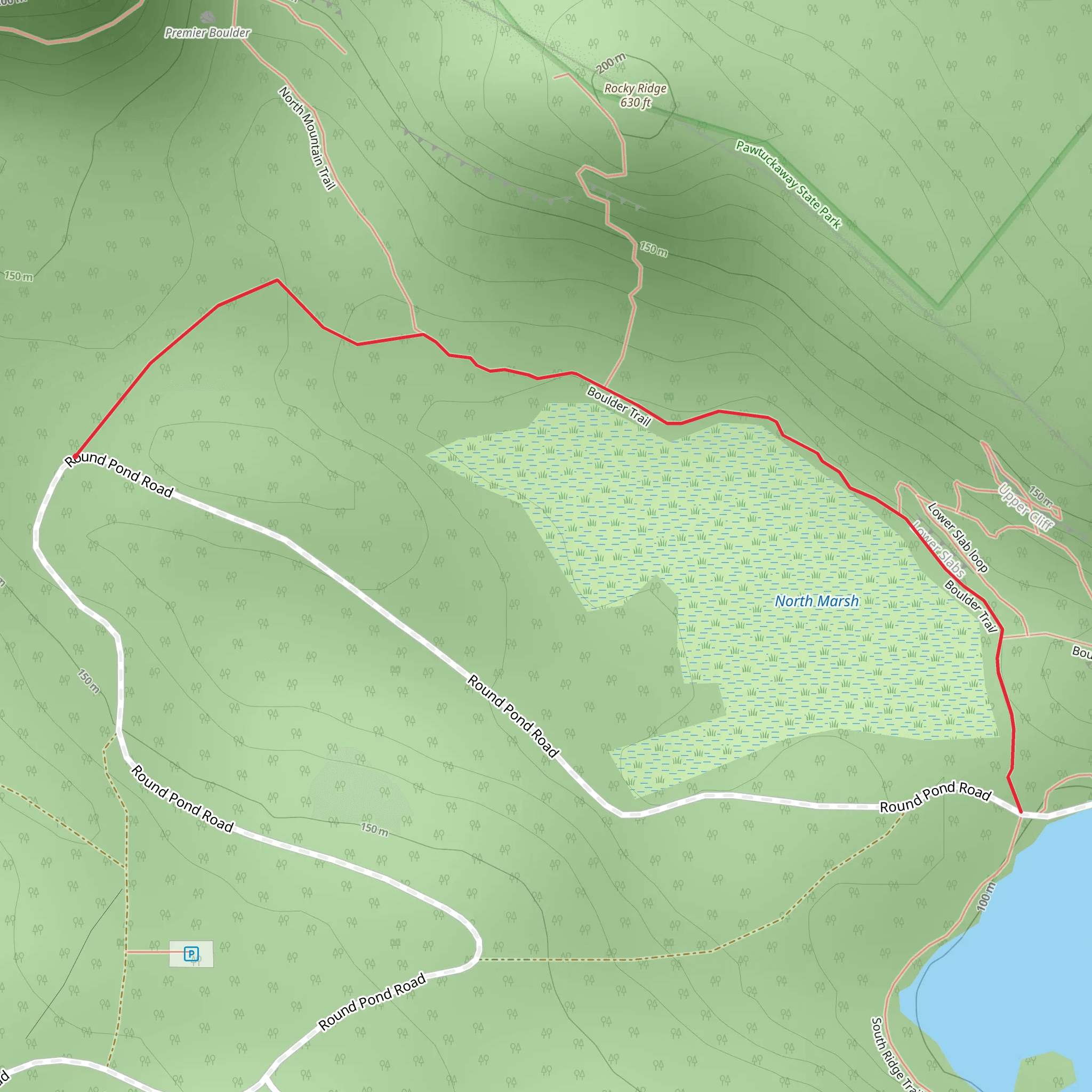 Boulder Trail via Round Pond Road mobile static map