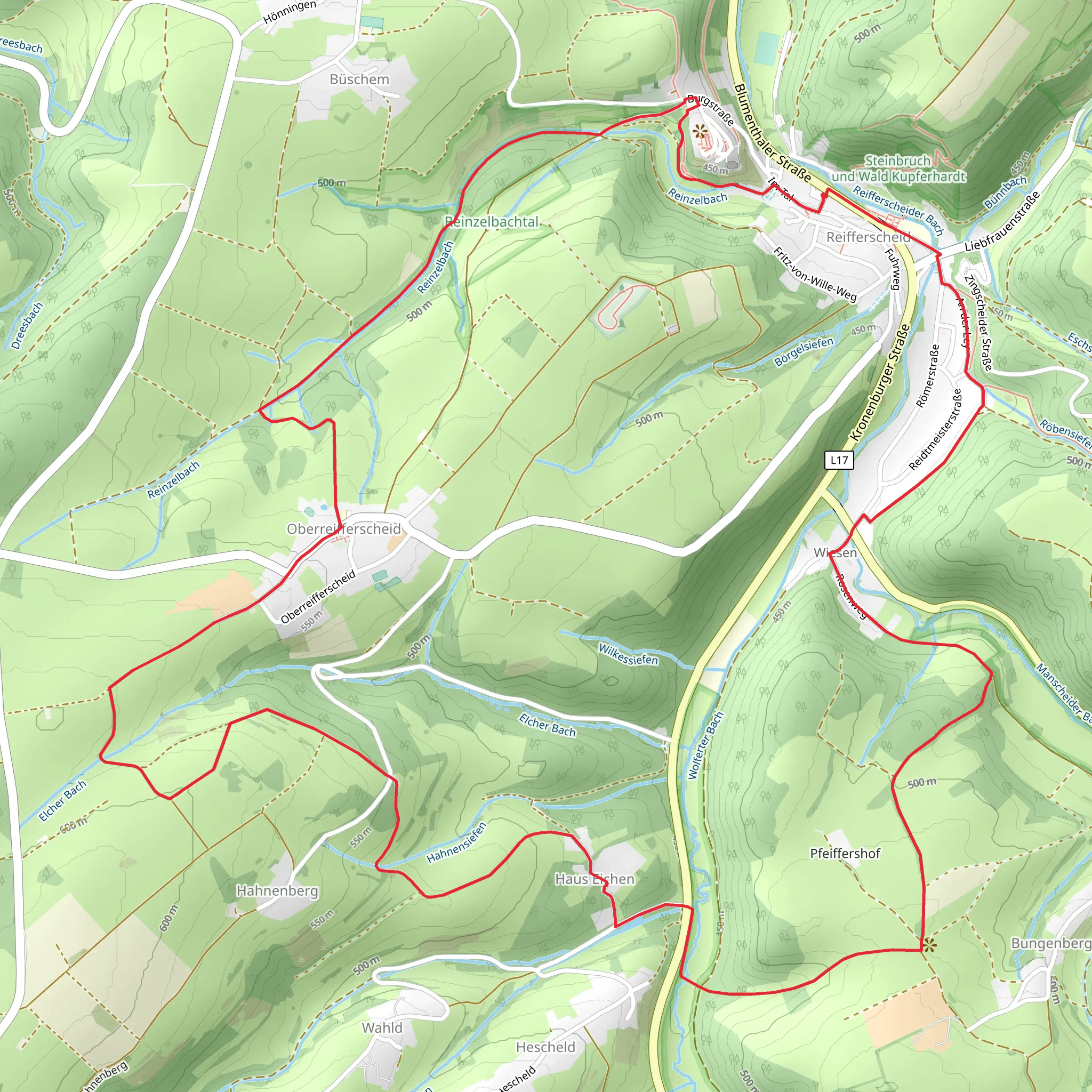 Reinzelbach, Elcher Bach and Hahnensiefen mobile static map