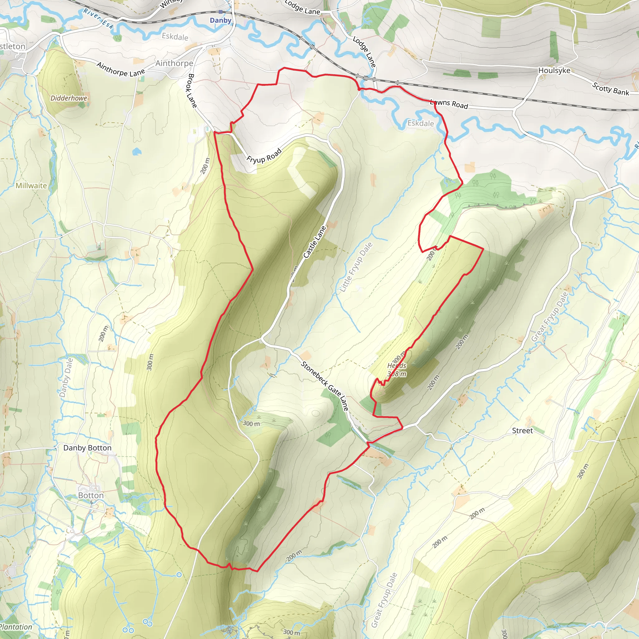 Little and Great Fryup Dales from Duck Bridge mobile static map