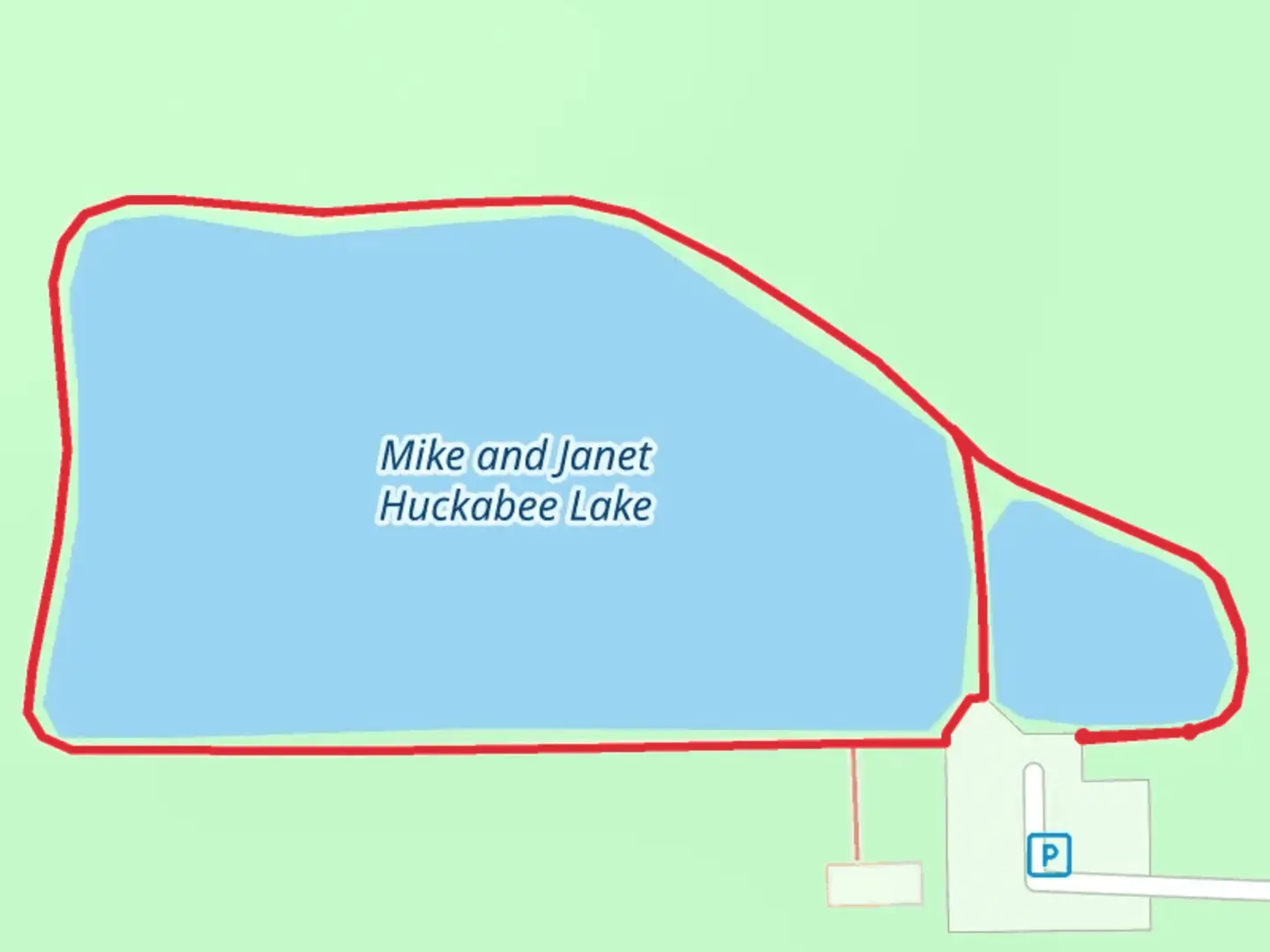 An image depicting the trail Mike and Janet Huckabee Lake Loop and its surrounding area.