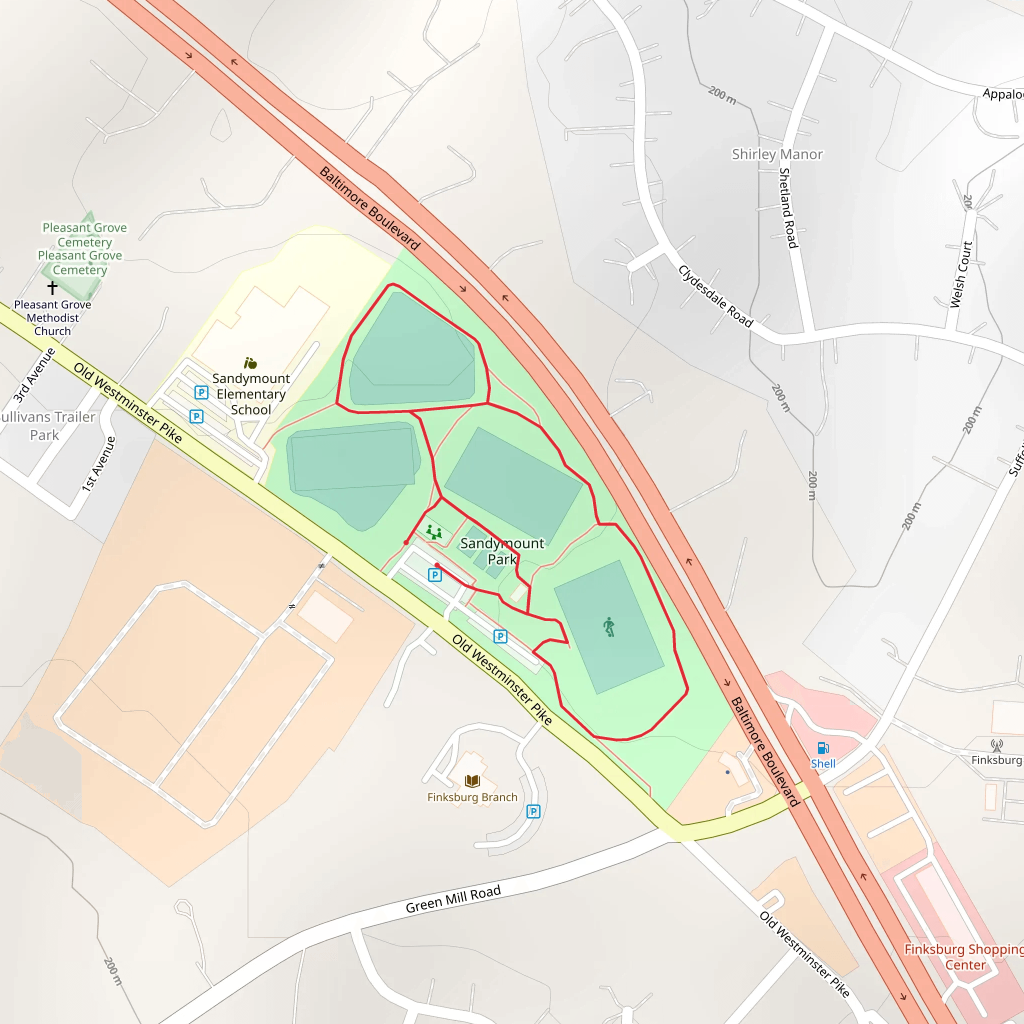 Sandymount Park Loop mobile static map