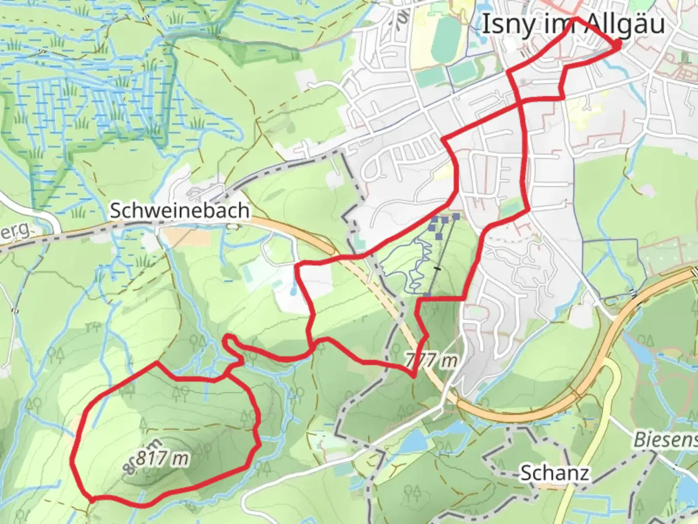 An image depicting the trail Hochberg Loop and its surrounding area.