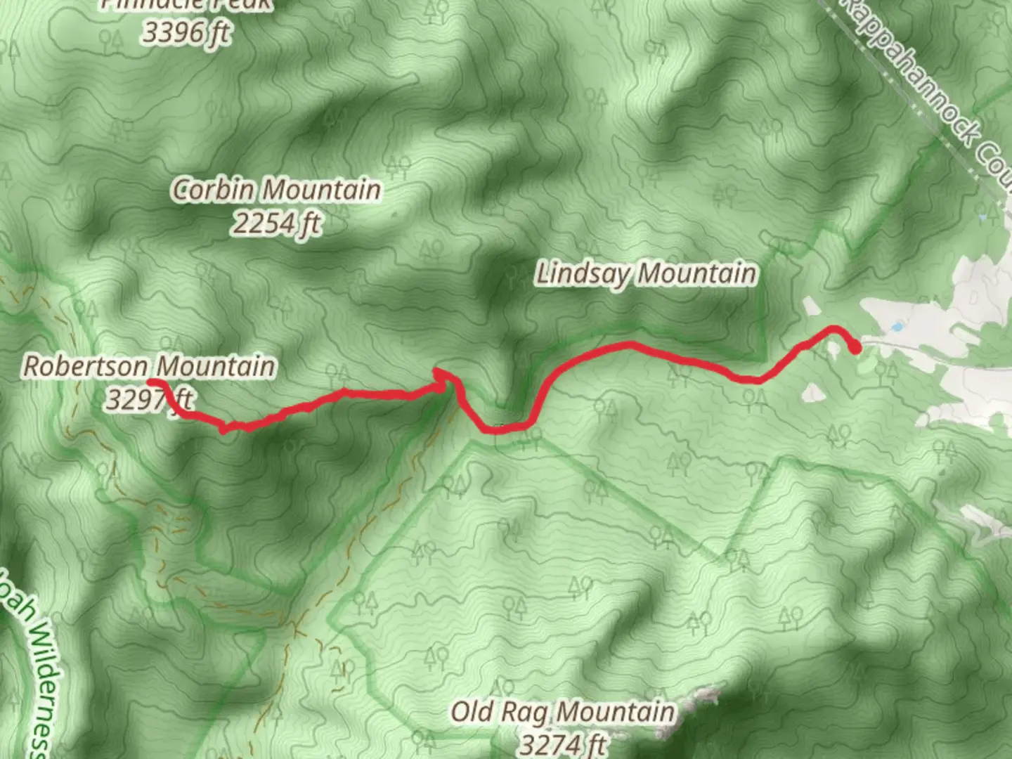 An image depicting the trail Robertson Mountain Trail and its surrounding area.